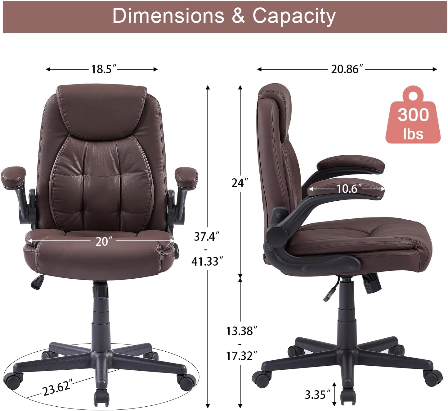 VECELO Executive High-Back PU Leather Computer Desk Chairs - VECELO
