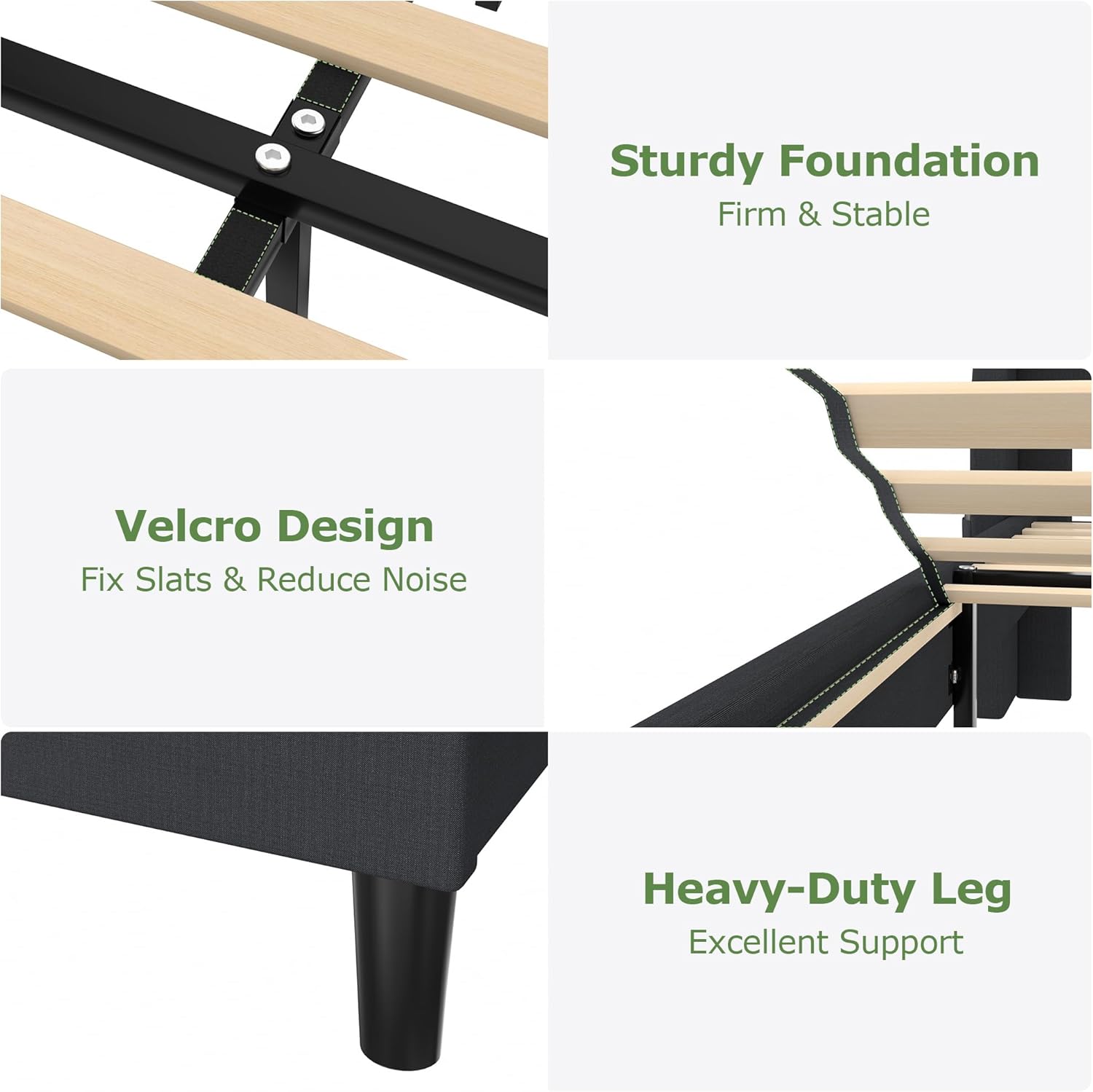 VECELO Bed Frame with Upholstered Wingback Headboard