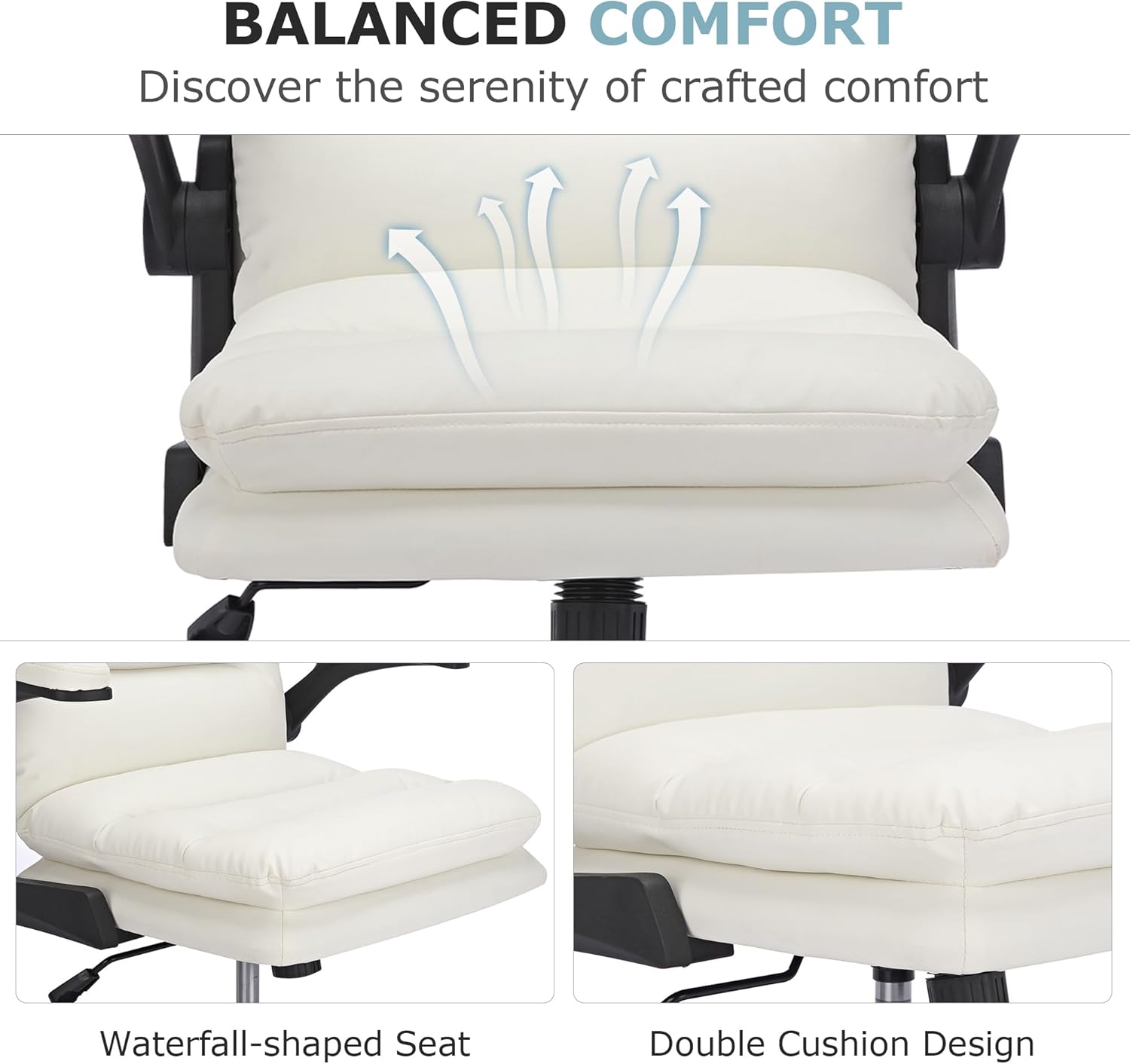 VECELO Ergonomic Swivel Office Desk Chair with Flip-up Armrest and Adjustable Height Lumbar Support