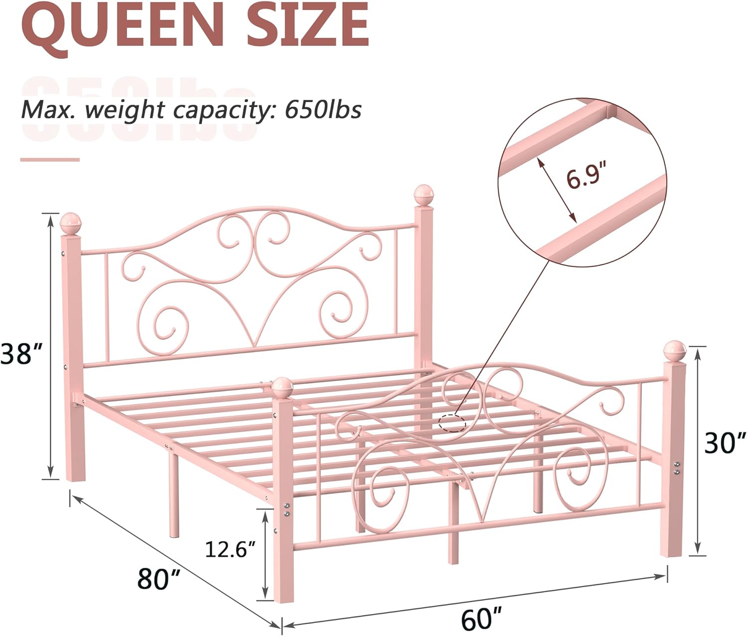 VECELO Classic Metal Bed Frame Mattress Foundation - VECELO