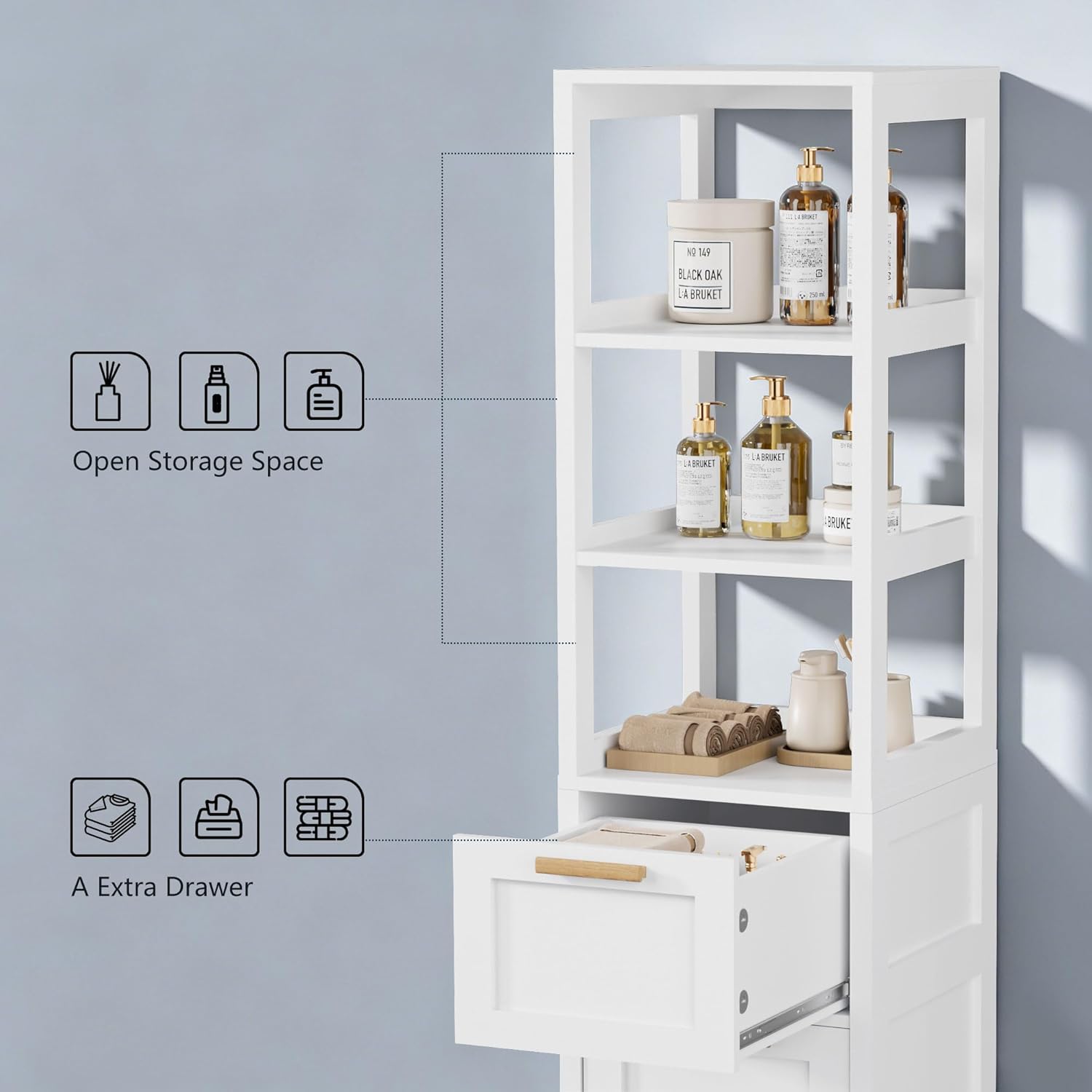 VECELO Tall Bathroom Cabinet with Removable Laundry Hamper