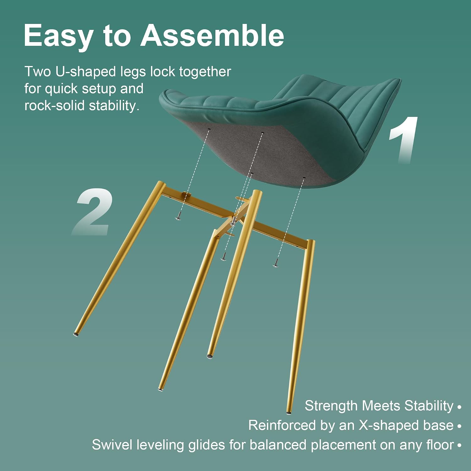VECELO Dining Chairs, Velvet Fabric & Metal Frame