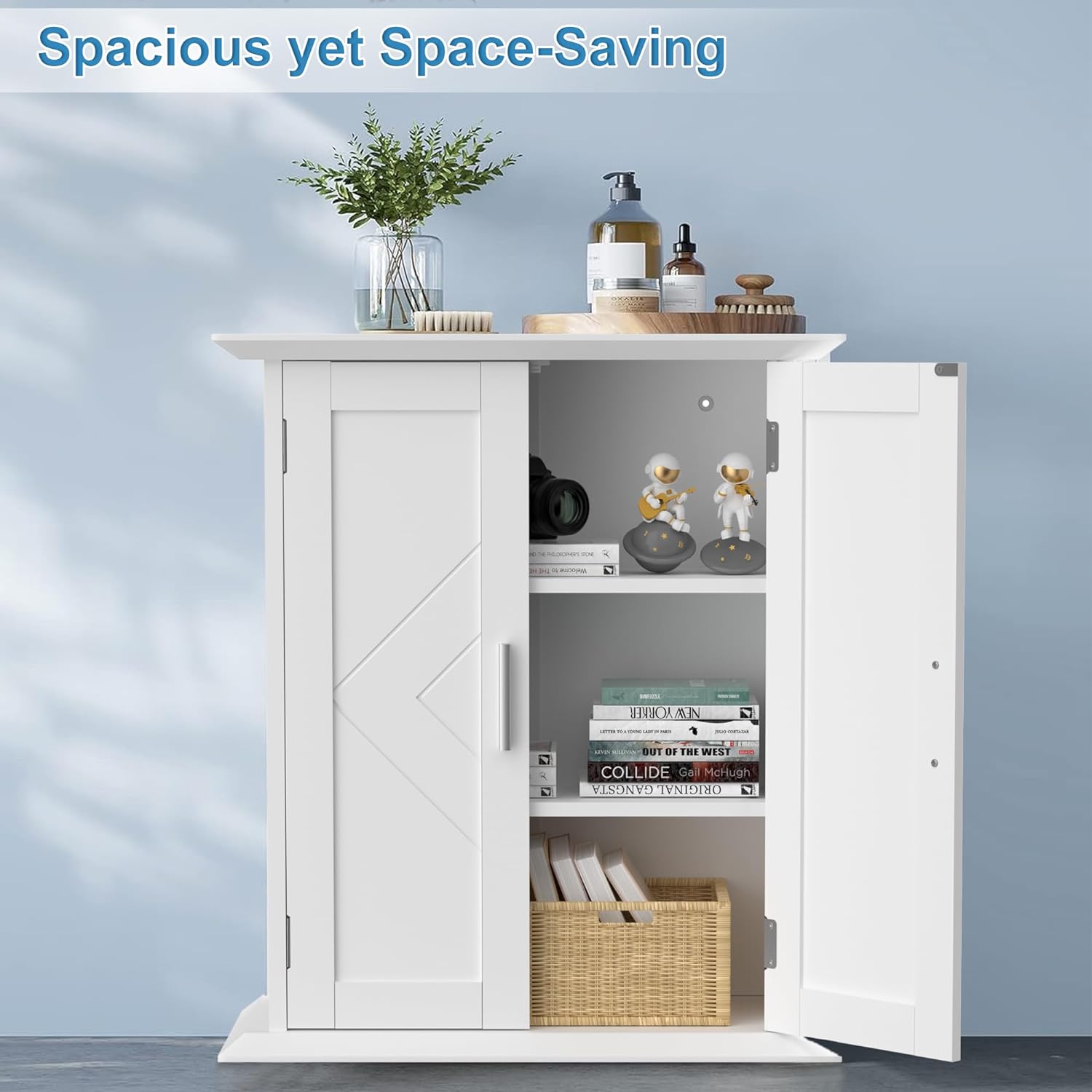 VECELO Bathroom Floor Cabinet Freestanding Wooden Storage Organizer - VECELO