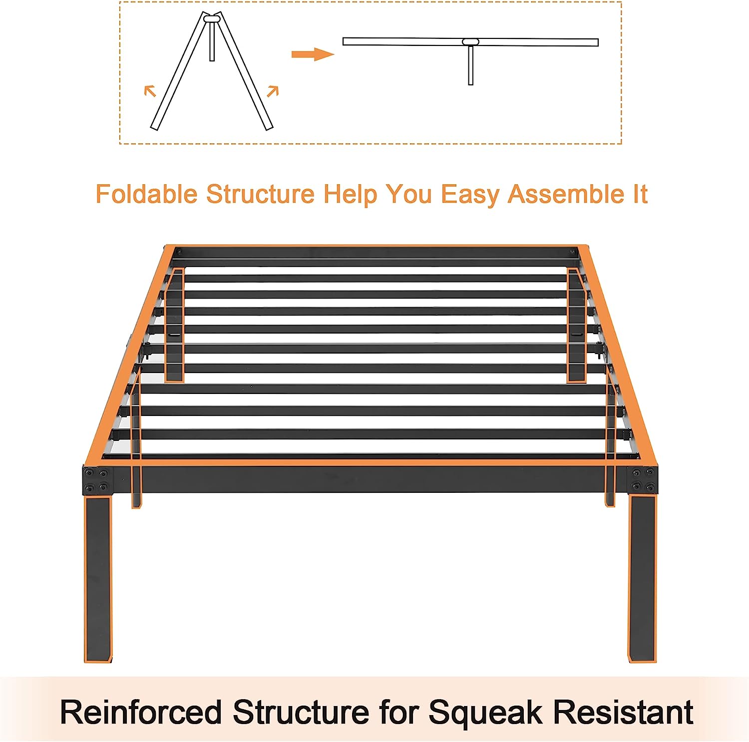 VECELO Metal Platform Bed Frame Heavy Duty Steel Slat, No Box Spring Needed