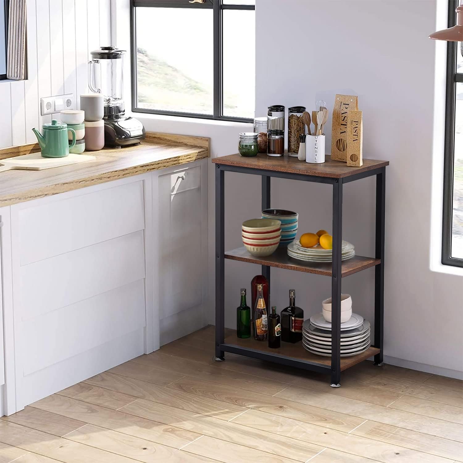 VECELO End Side Table 3-Layer Narrow Night Stand/Entryway/Hallway Console Table for Living Room/Bedroom