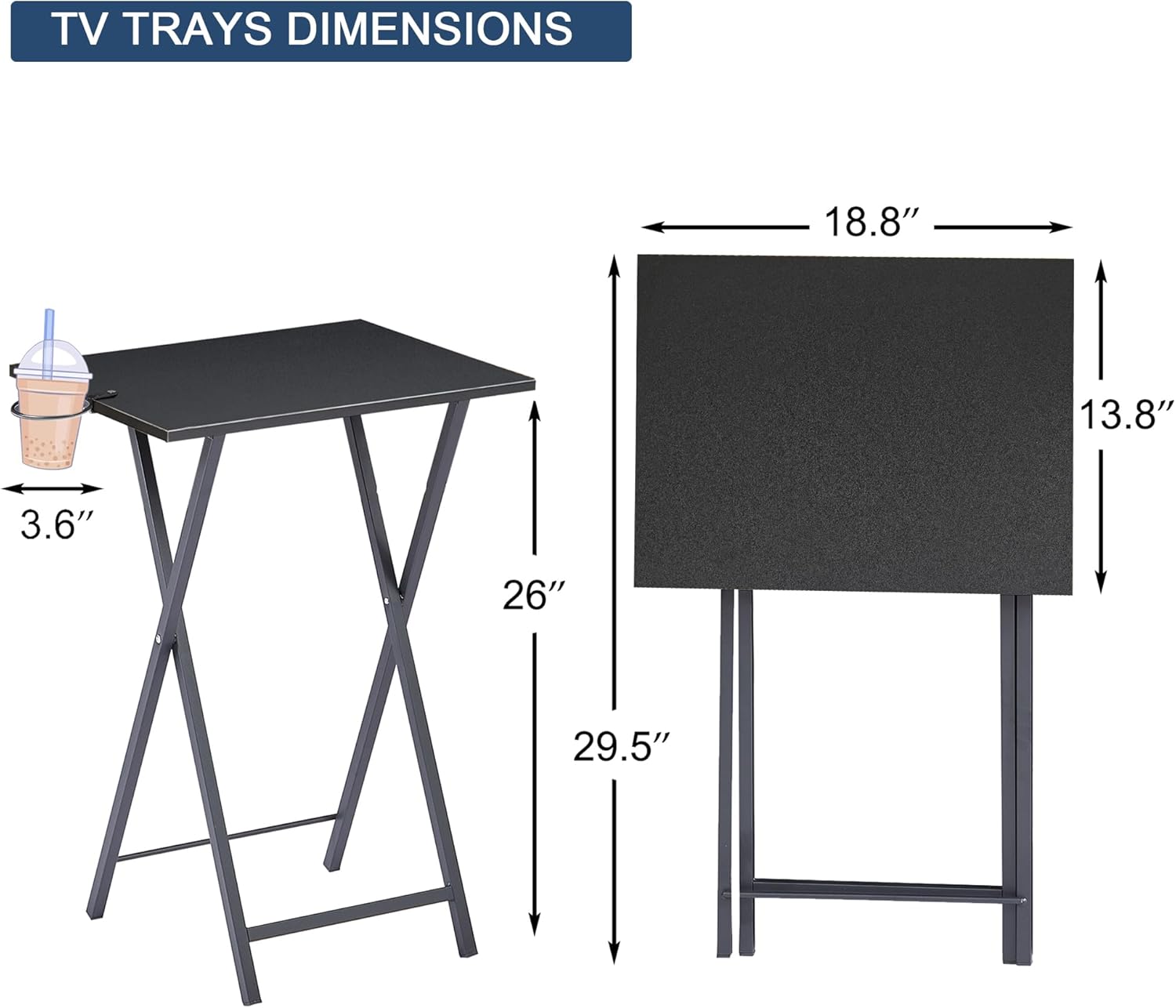 VECELO Folding TV Tray for Eating Set of 2