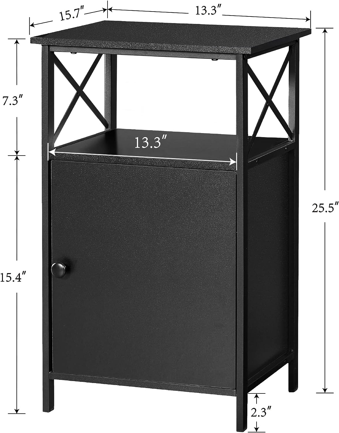VECELO Tall Side Storage, Large Capacity Bedside Nightstand