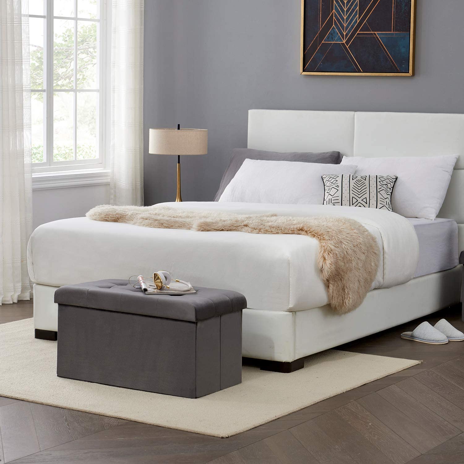 VECELO Tufted Velvet Ottoman Foot Stool