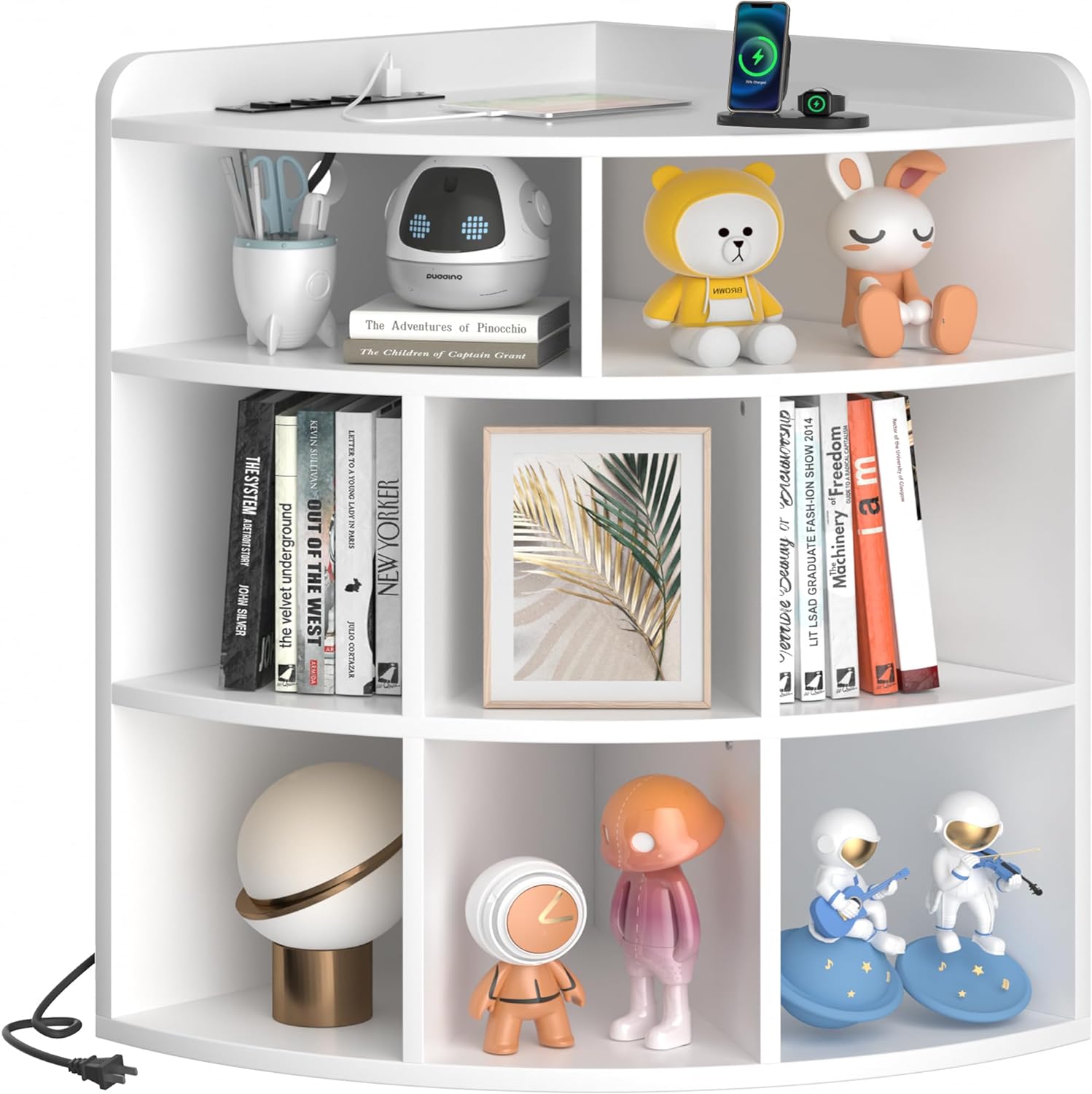 VECELO 3-Tier Corner Cabinet with 8 Cubbies, Wooden Cube Storage Organizer - VECELO