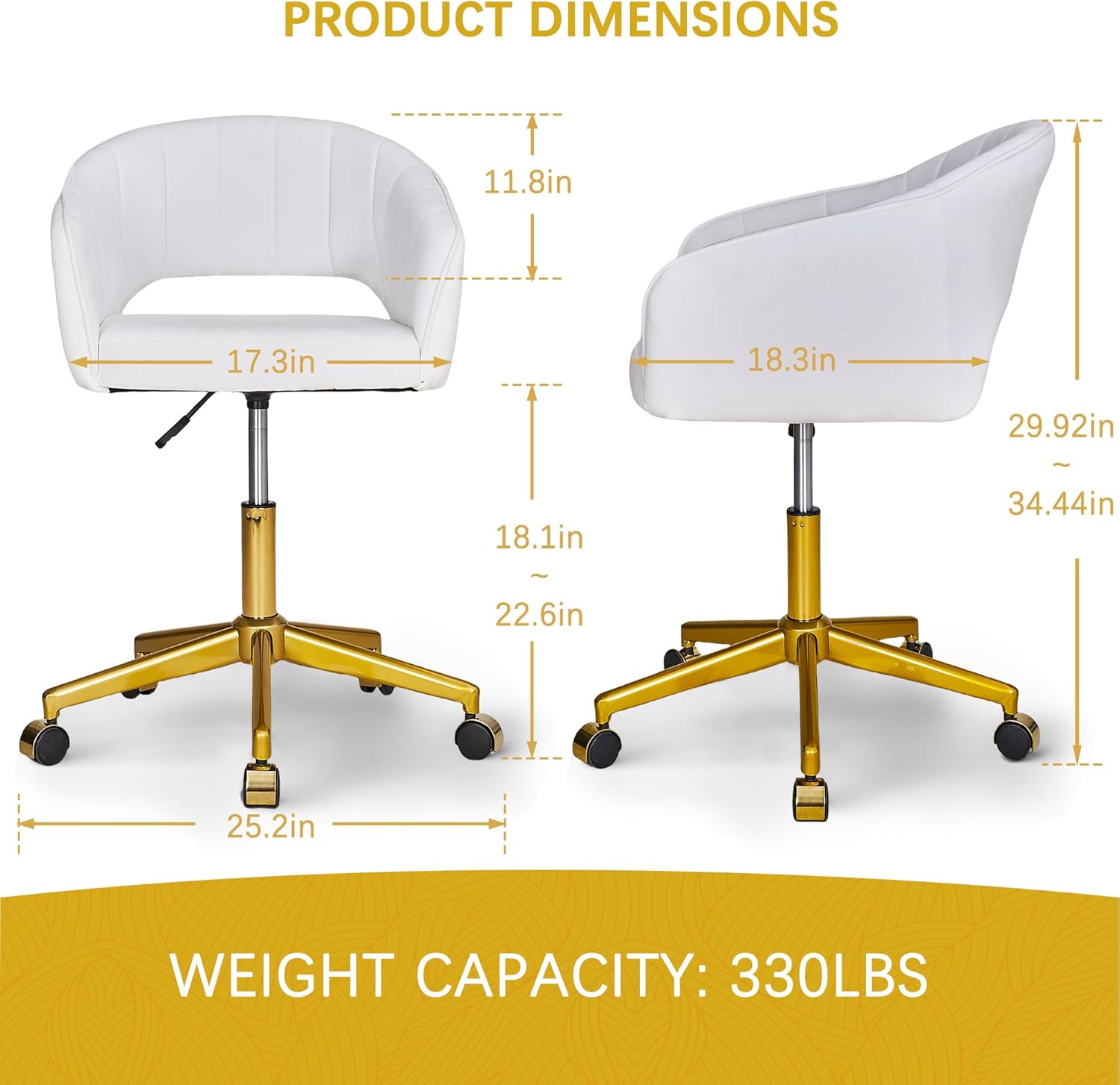 VECELO Velvet Accent Chair,Vanity Chair with Gold Base Embrased Backrest