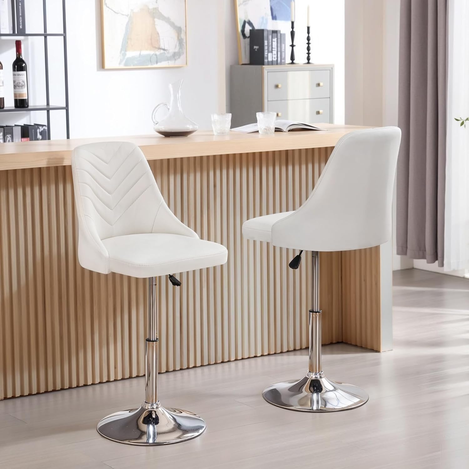 VECELO Bar Stool, Adjustable Barstools with Backrest