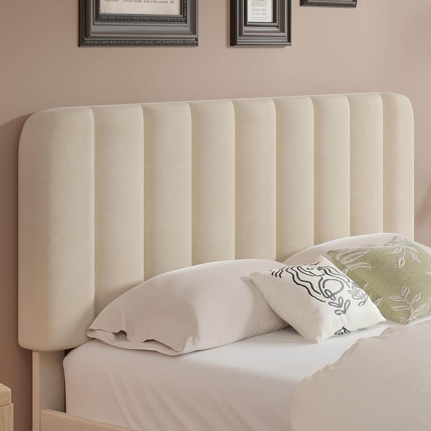 VECELO Upholstered Platform bedframe with Adjustable Headboard