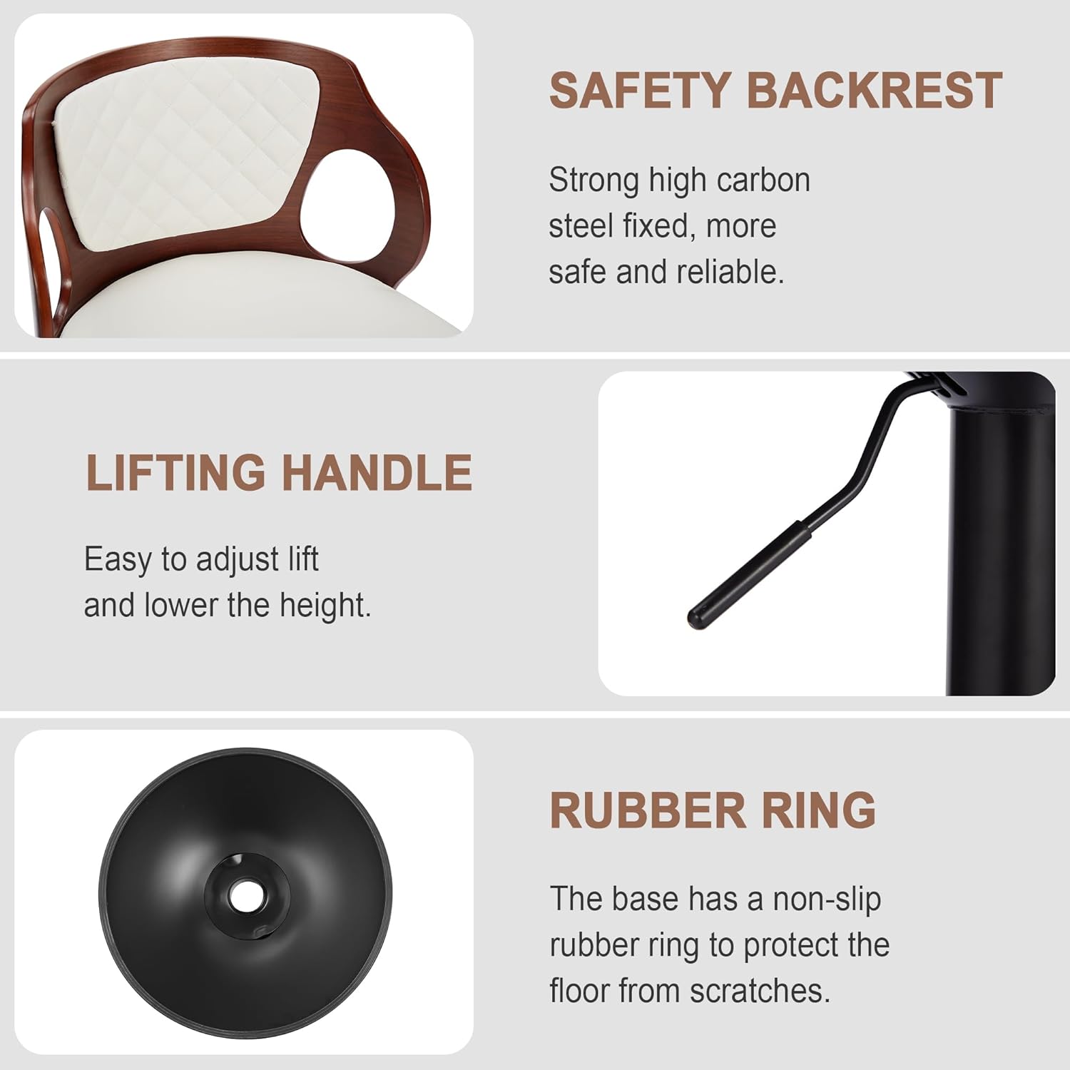 VECELO Bar Stool Set of 2, Counter Height Stools with Bentwood Back - VECELO