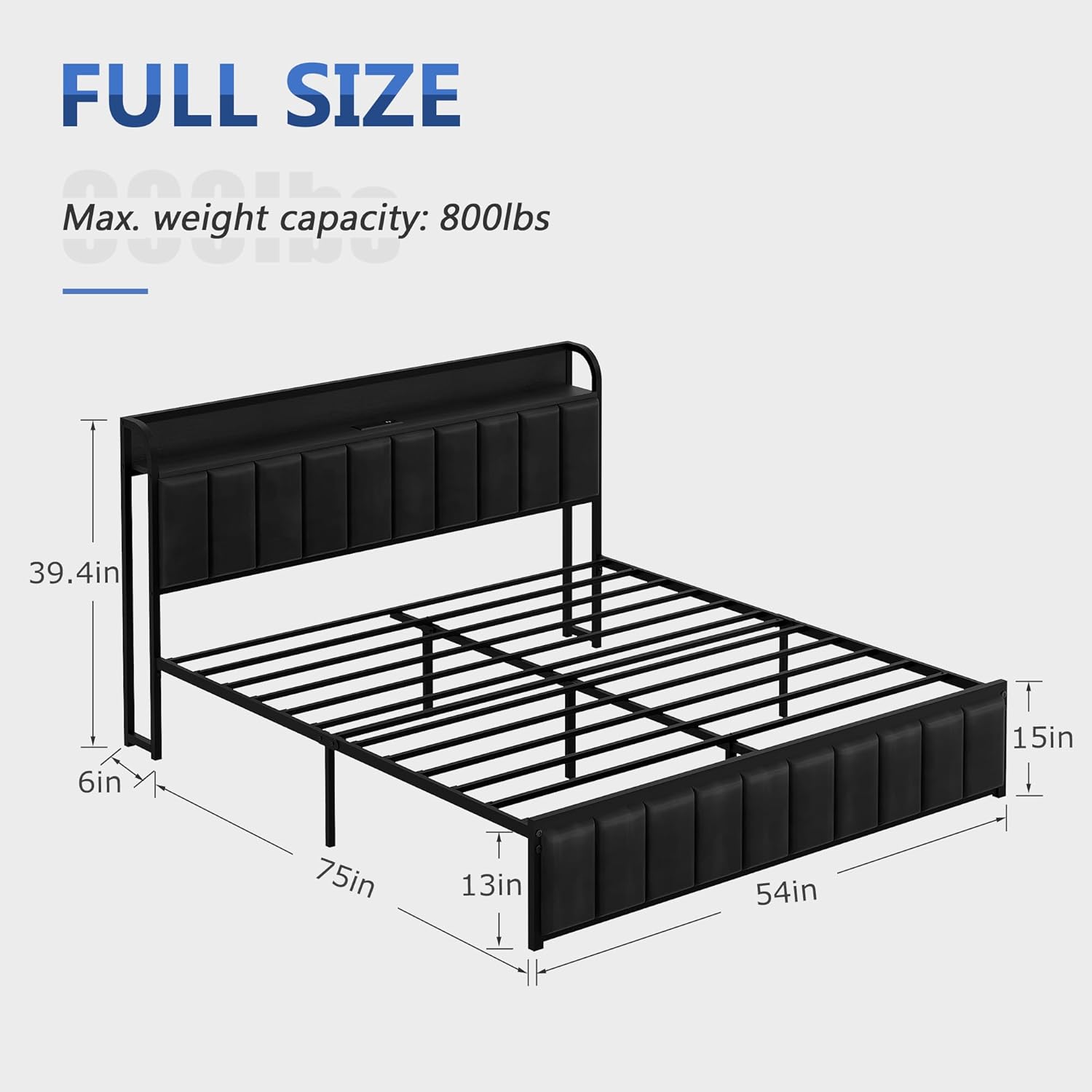 VECELO Twin Bed Frame, Storage Upholstered Headboard with Charging Station