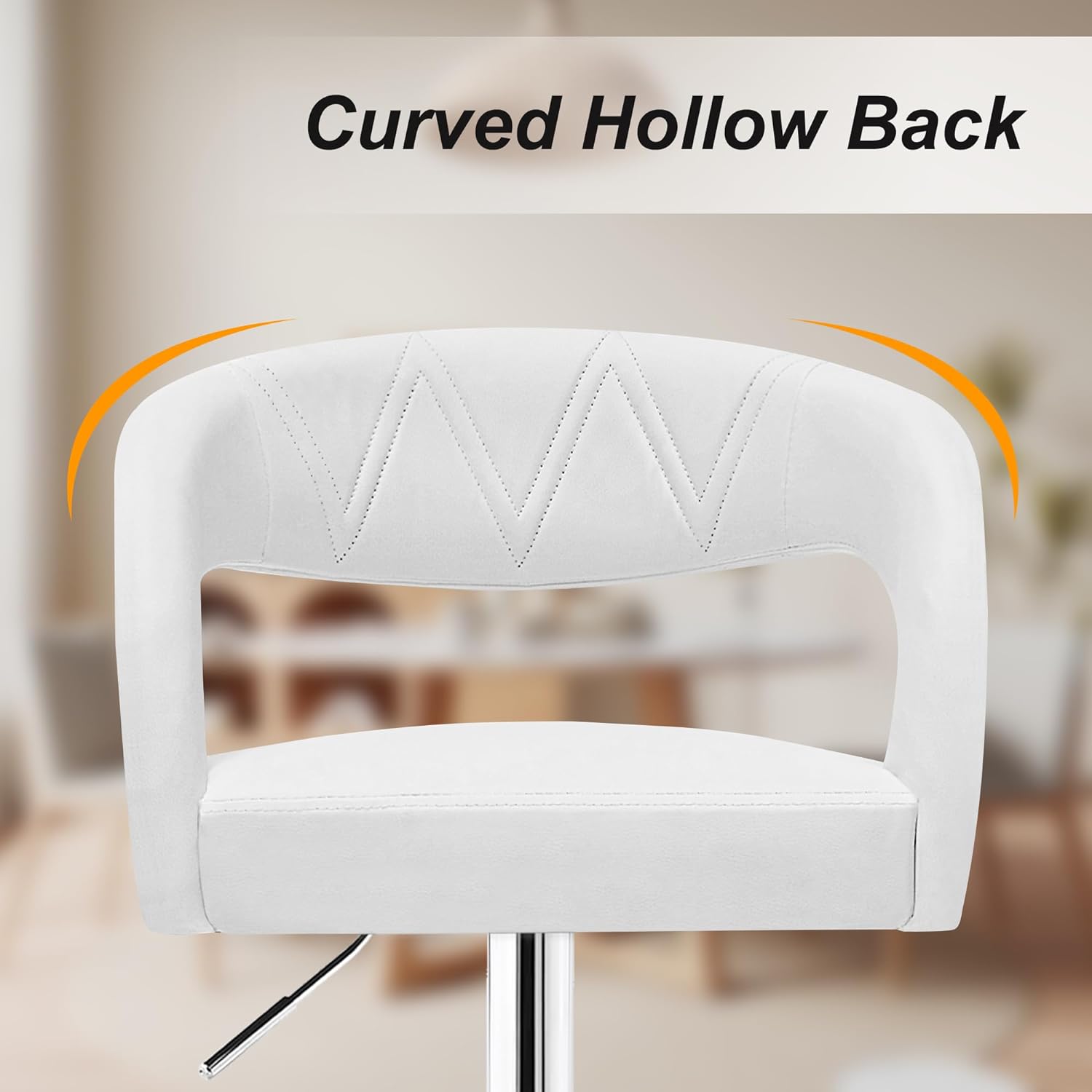 VECELO Bar Stools Set of 2 Adjustable Swivel Modern Pu Leather Barstools - VECELO