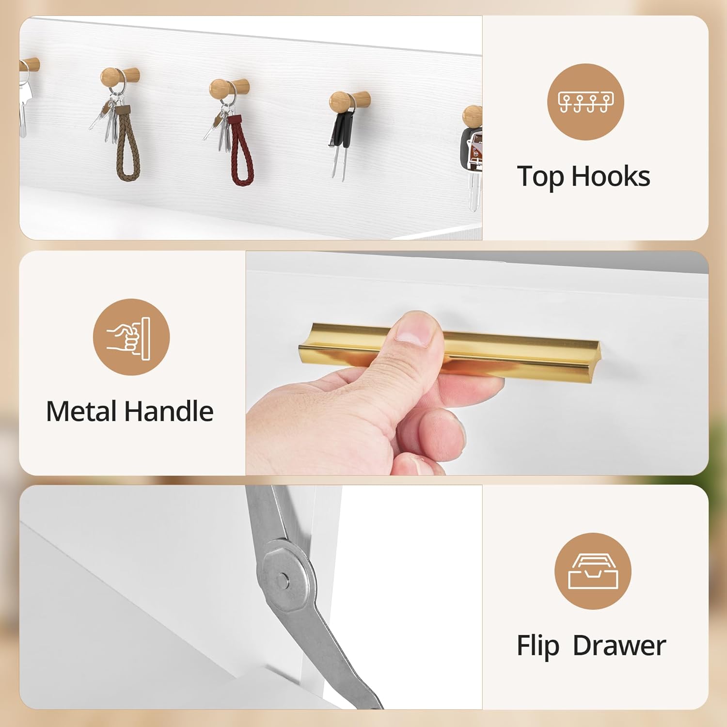 VECELO Shoe Cabinet with 2 Flip Drawers for Entryway