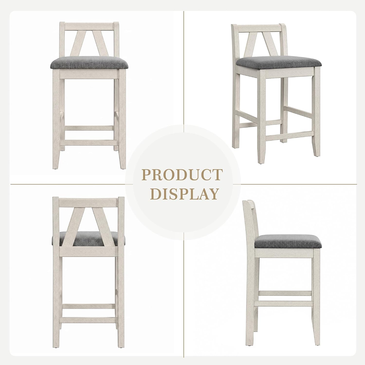 VECELO Counter Height Bar Stools Set of 2