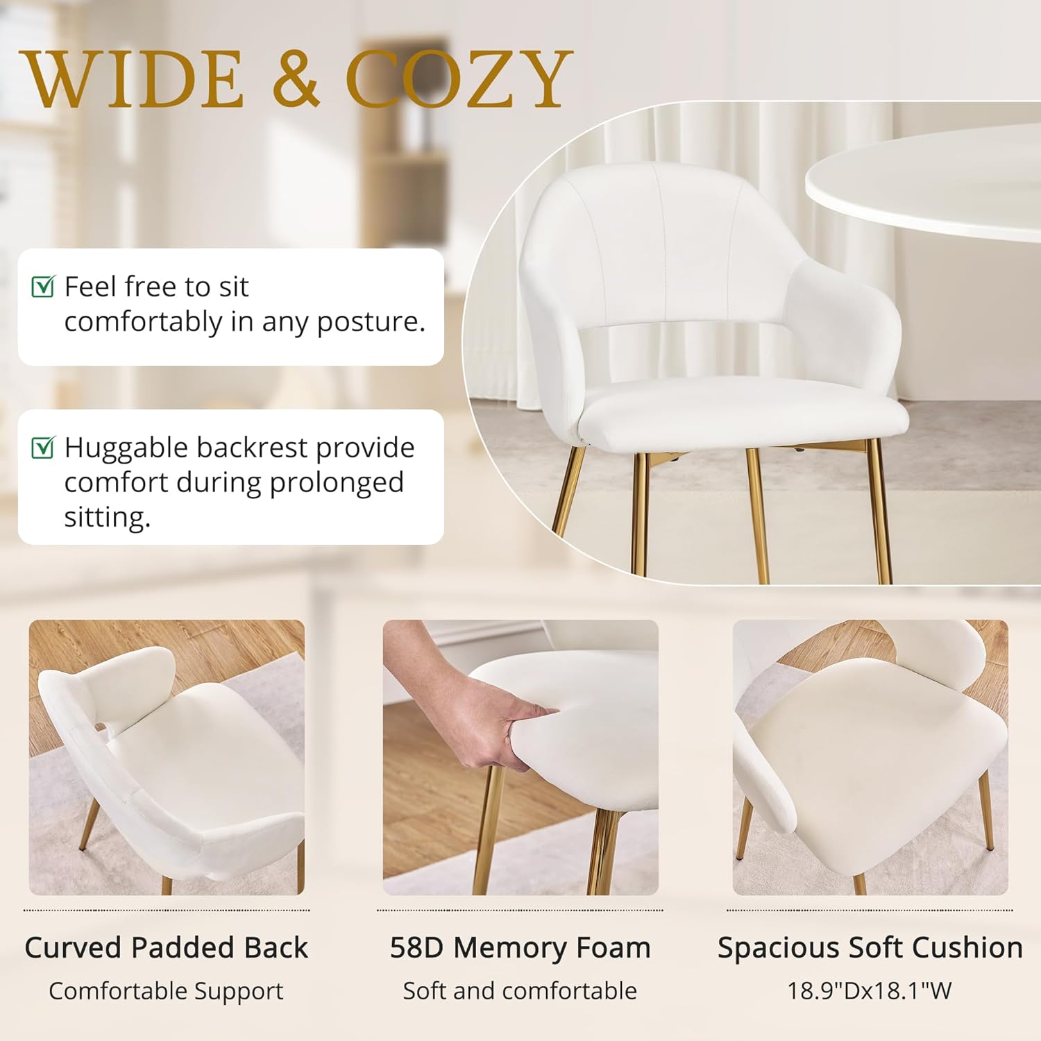 VECELO Velvet Dining Chairs Set of 2