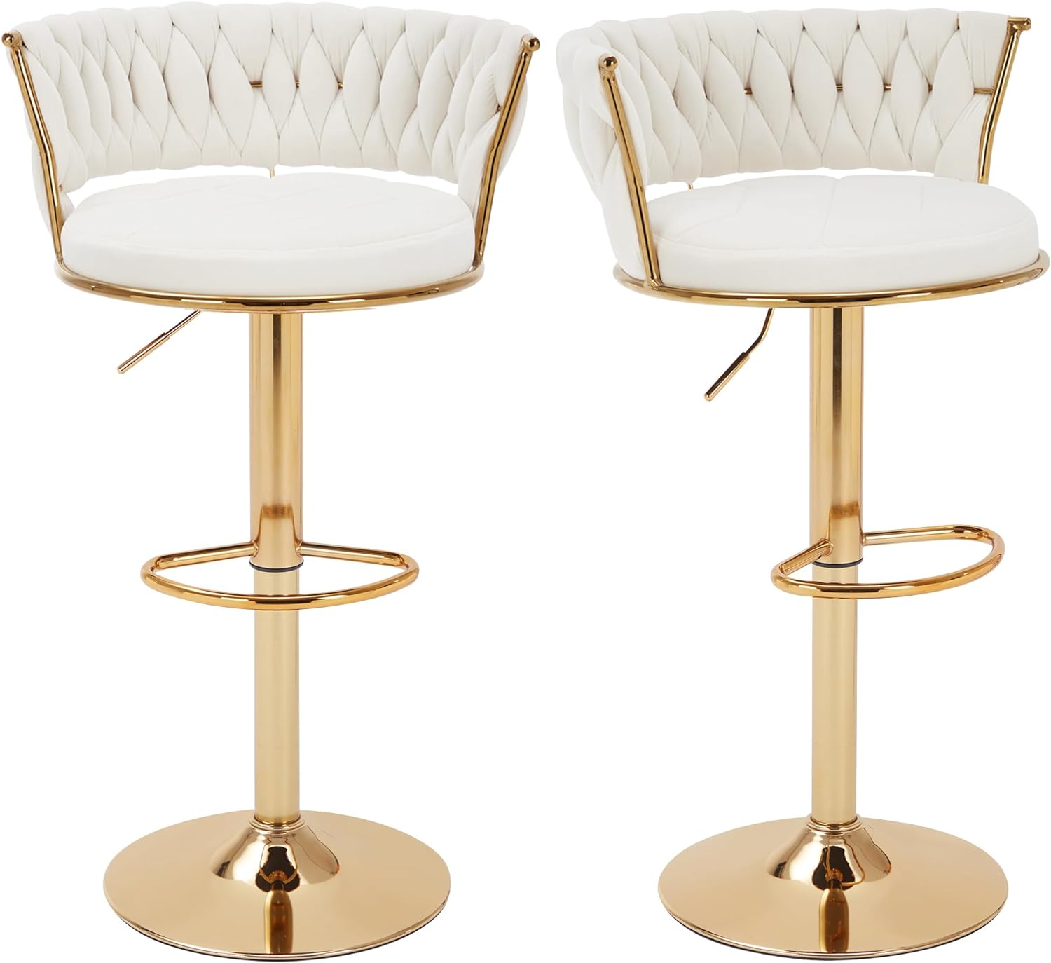 VECELO Bar Stools Set of 2, Adjustable Barstools Counter Height Stools with Back and Arm - VECELO