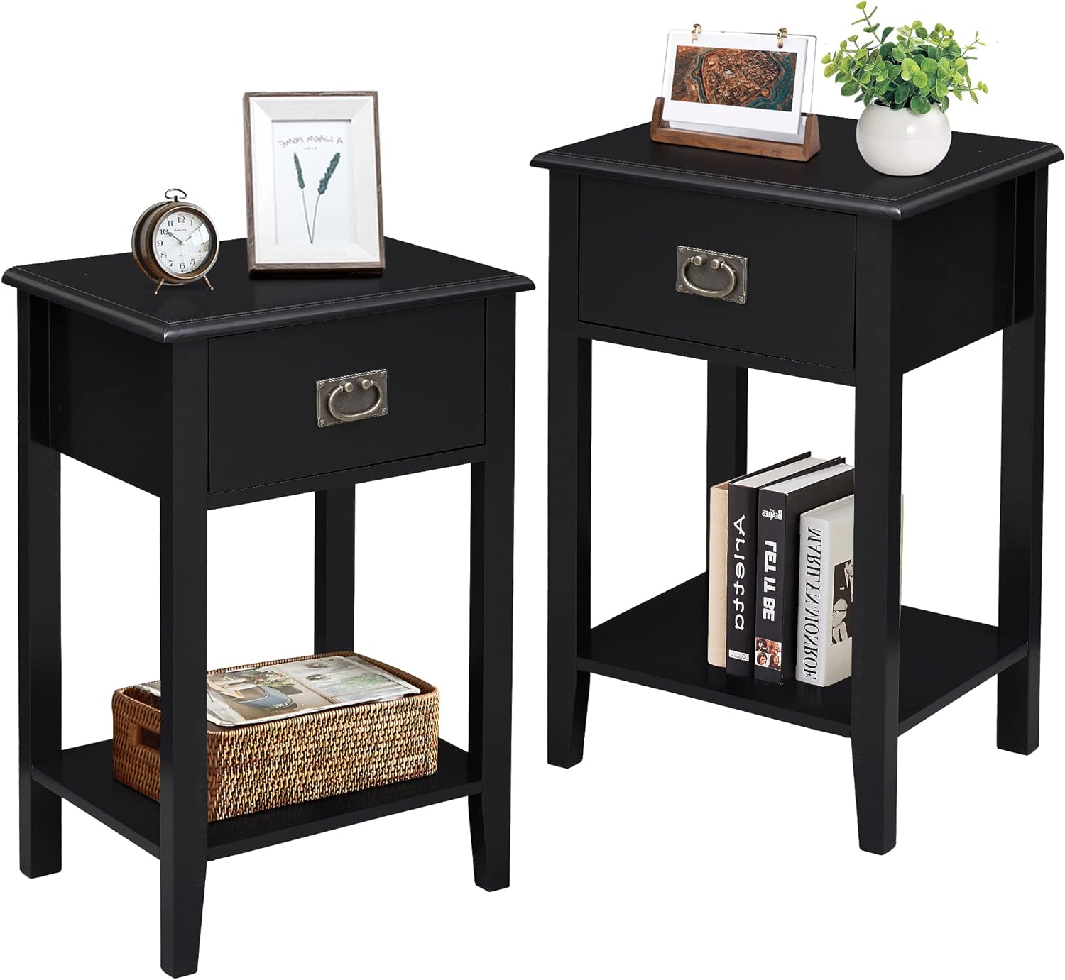 VECELO Modern Nightstands Set of 2, Side End Table with Drawers - VECELO