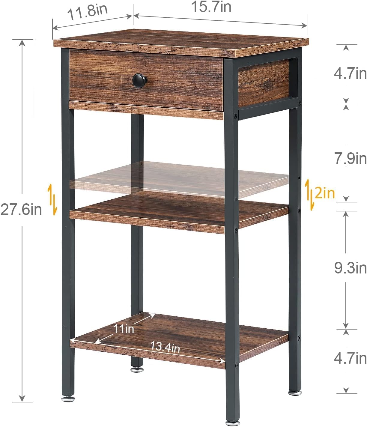 VECELO 27.5" Tall End Tables, Nightstands - VECELO