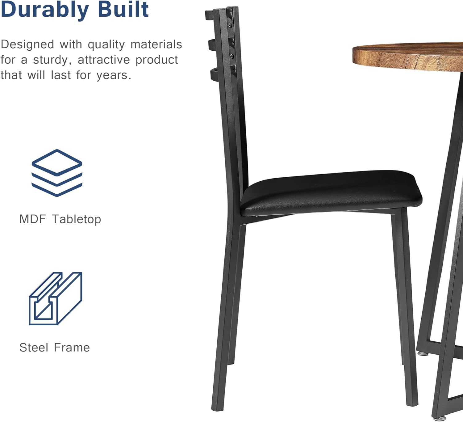 VECELO 3 Piece Kitchen Dining Room Set - VECELO