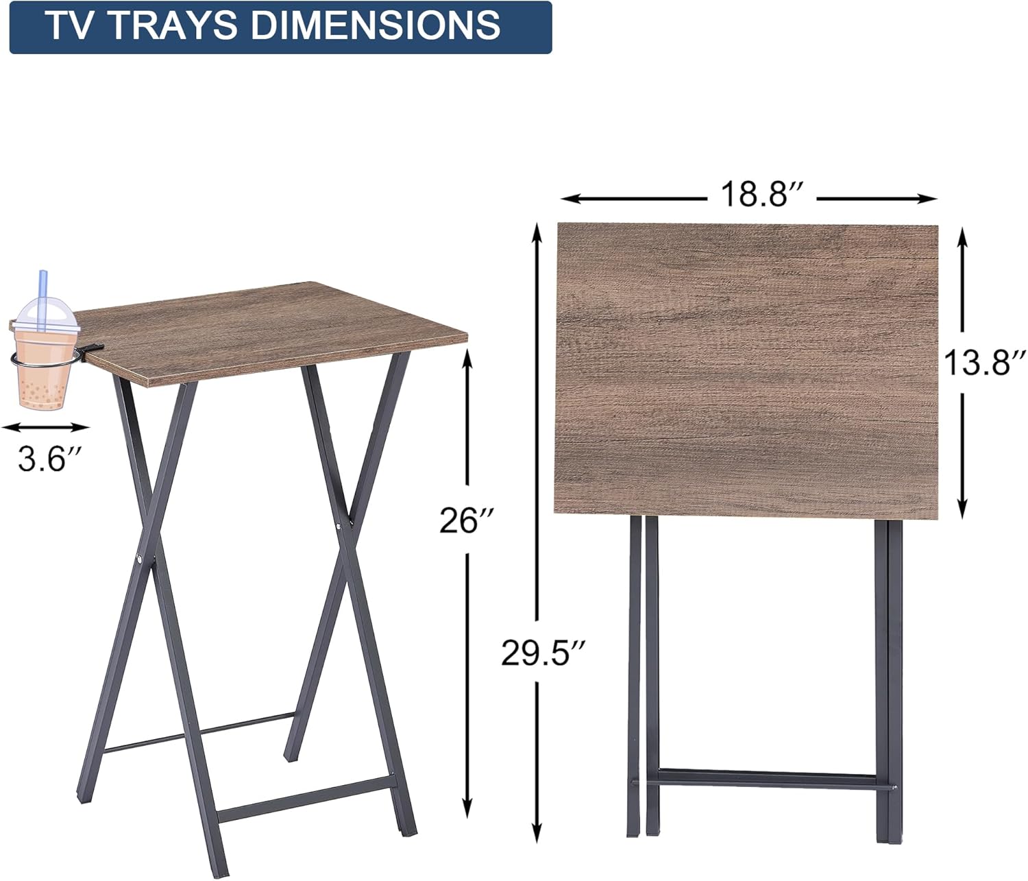 VECELO Folding TV Tray for Eating Set of 2