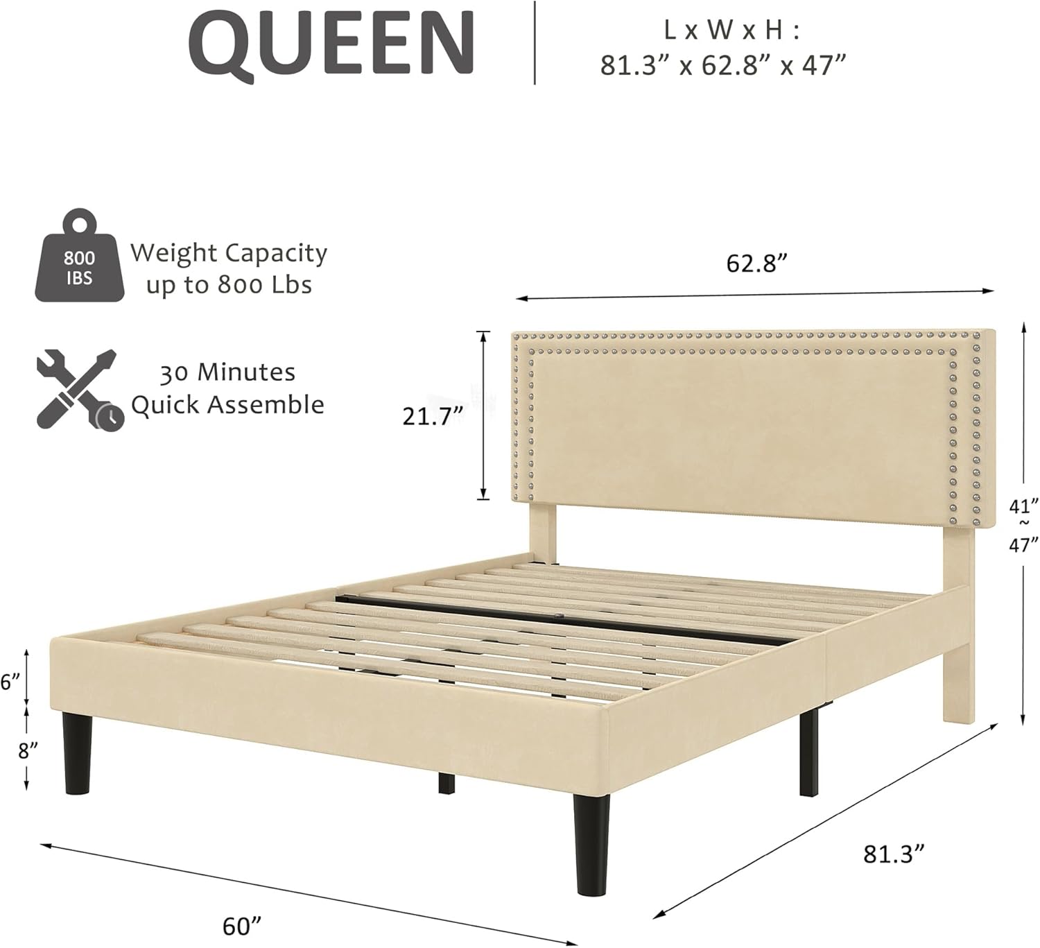 VECELO Modern Platform Bed Frame/Mattress Foundation