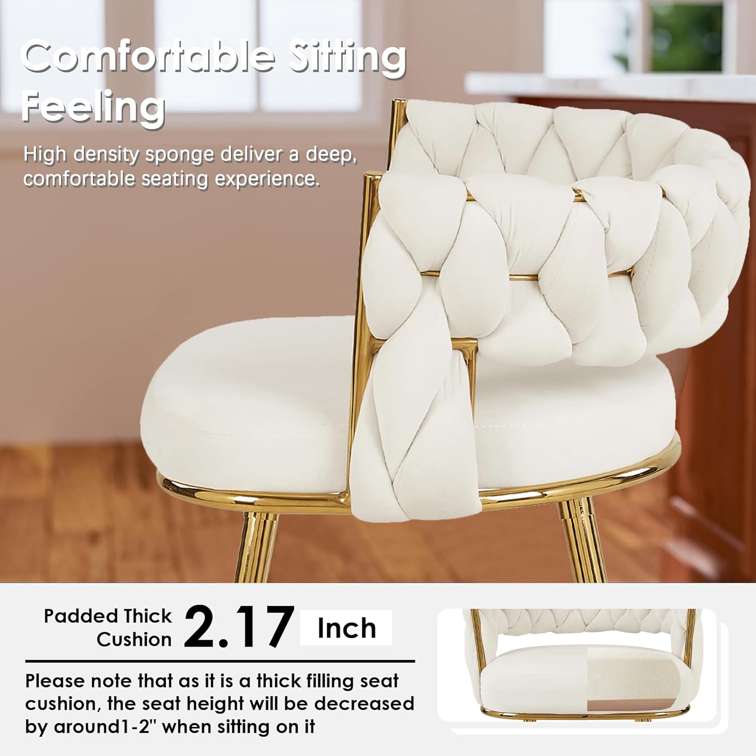 VECELO Bar Stools, Counter Height Bar Stools