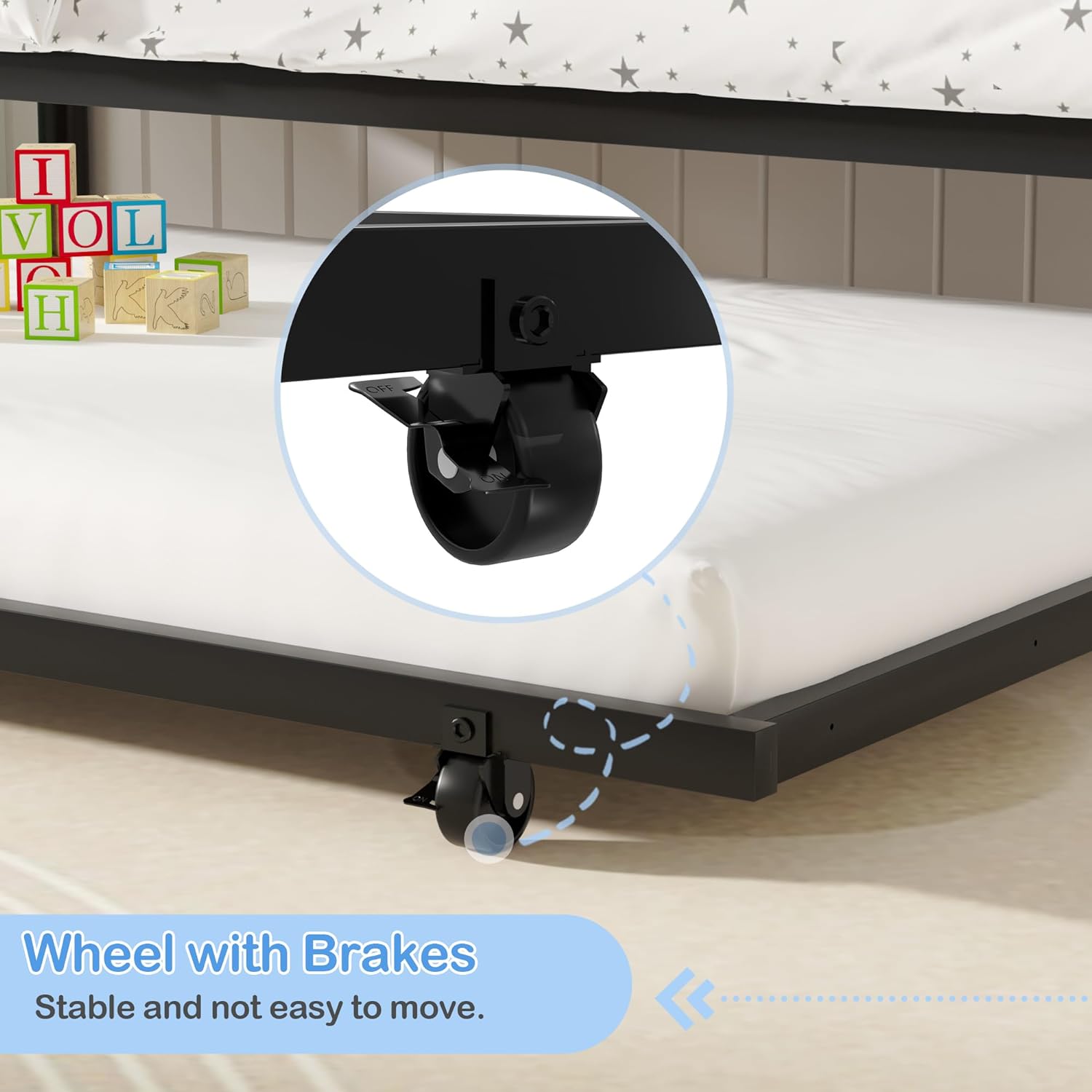 VECELO Bunk Bed Twin Over Twin with Trundle, Metal Bunkbeds with Ladder and Full-Length Guardrail - VECELO