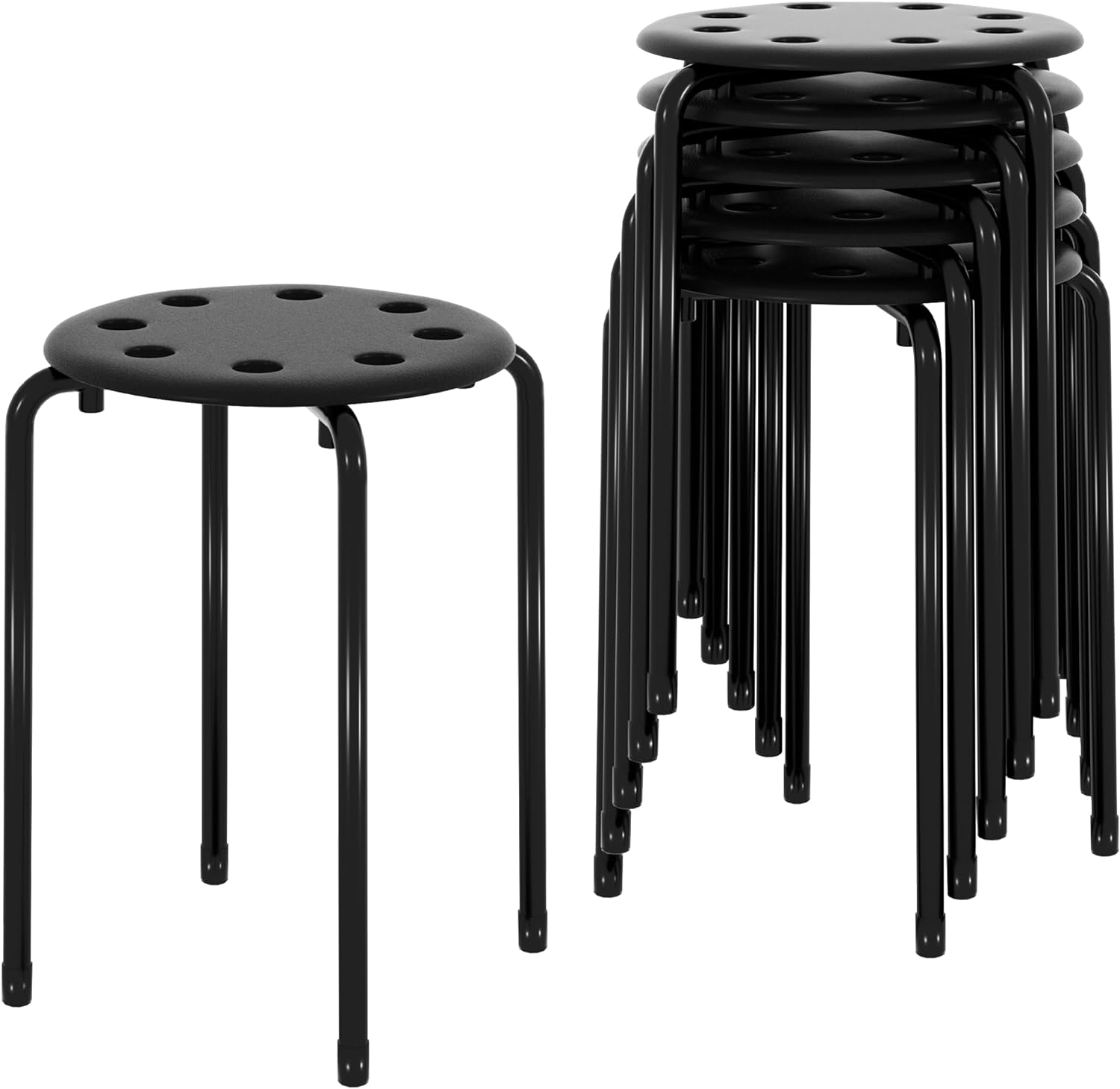 VECELO 6-Piece Stacking Stools, 17.7 Inch Standard Height - VECELO