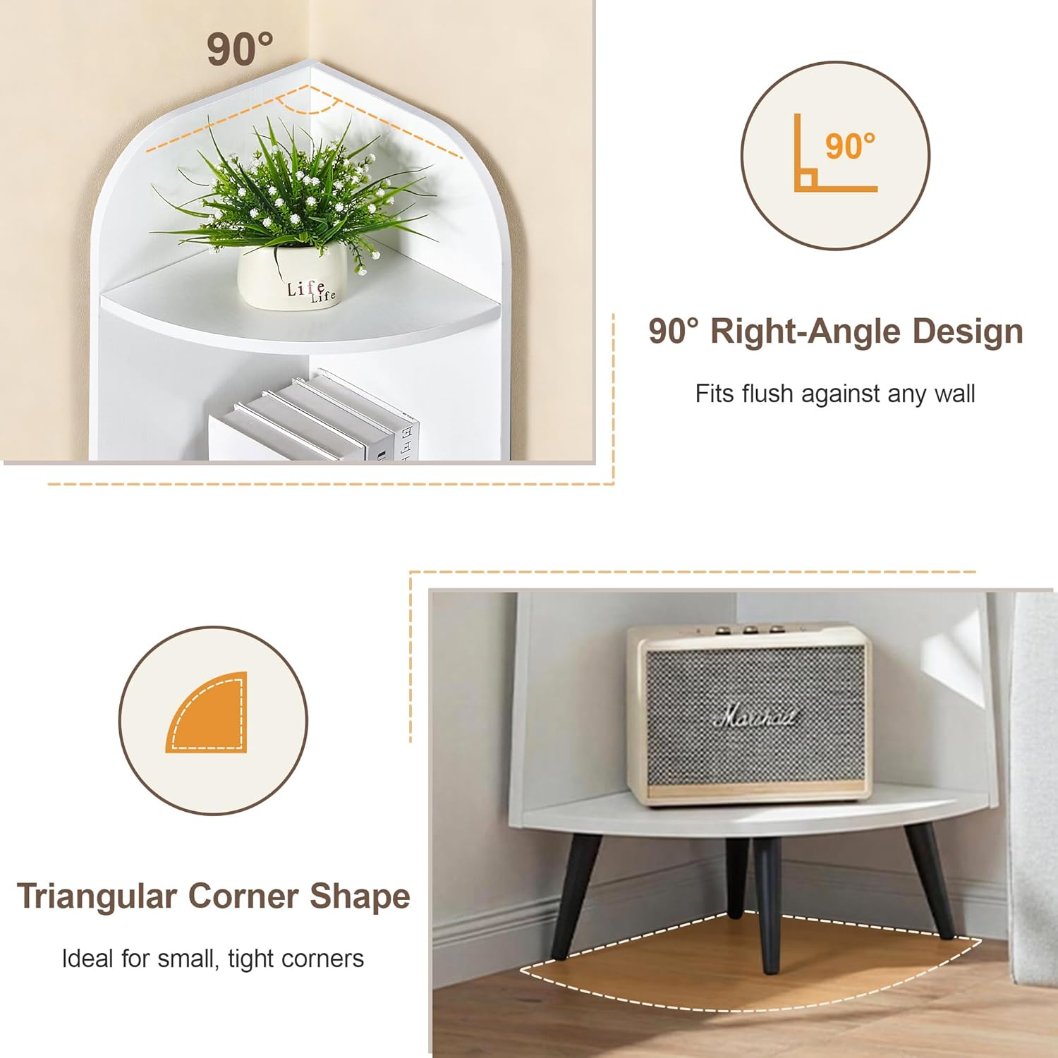 VECELO Large Corner Shelf - 66.93" Tall 5-Tier Organizer