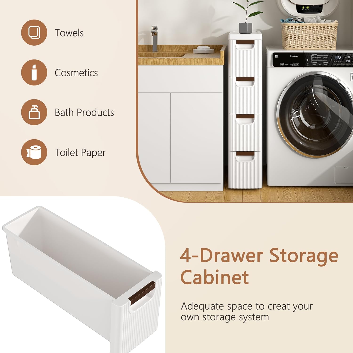 VECELO Narrow Bathroom Storage Cabinet