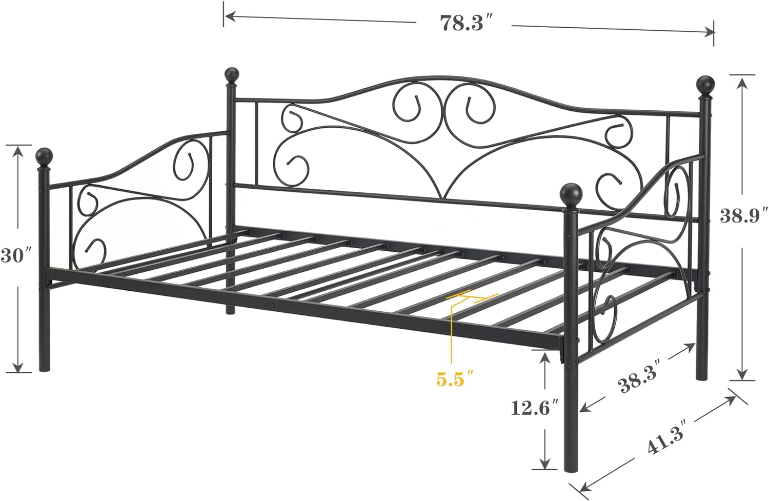VECELO Premium Daybed Metal Bed Frame Twin Size