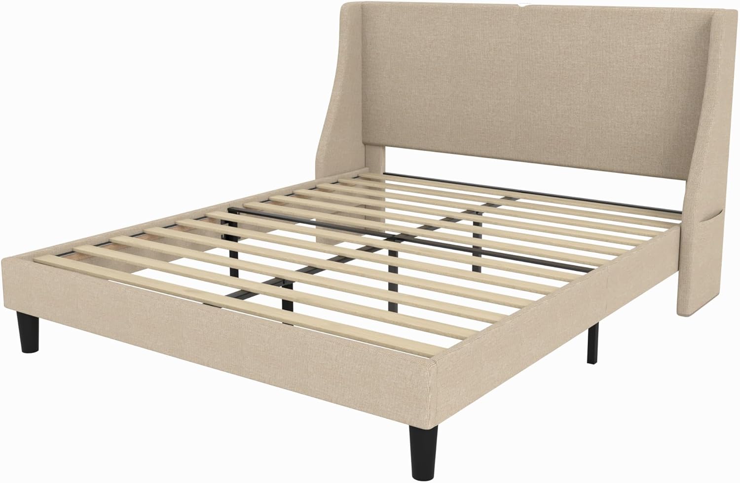 VECELO Bed Frame with Upholstered Wingback Headboard