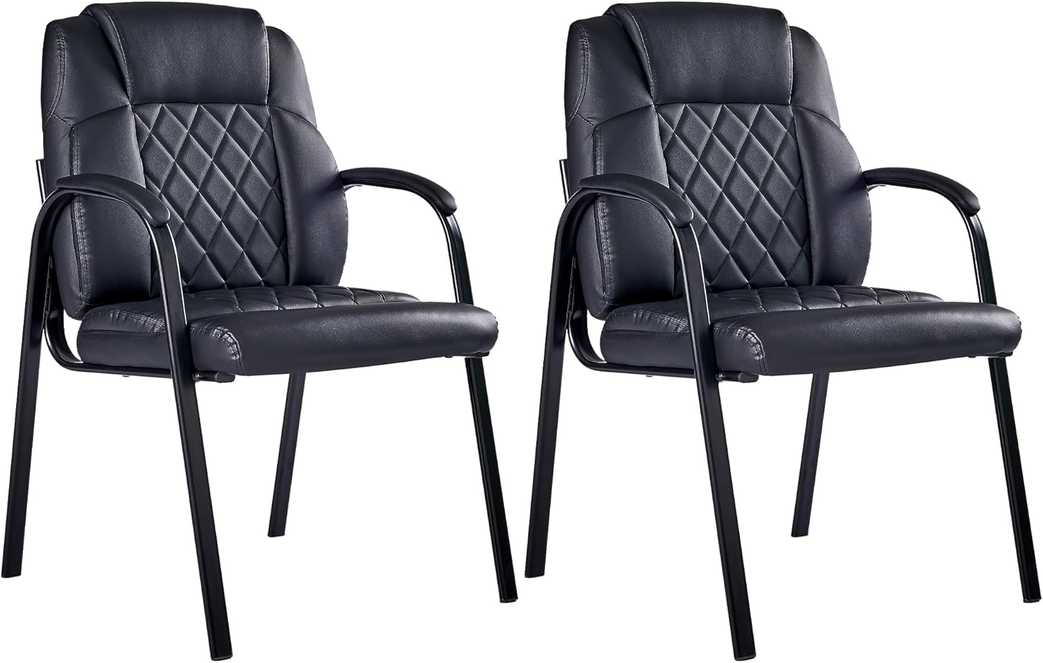 VECELO PU Waiting Room Chairs Set of 2 Stationary Side