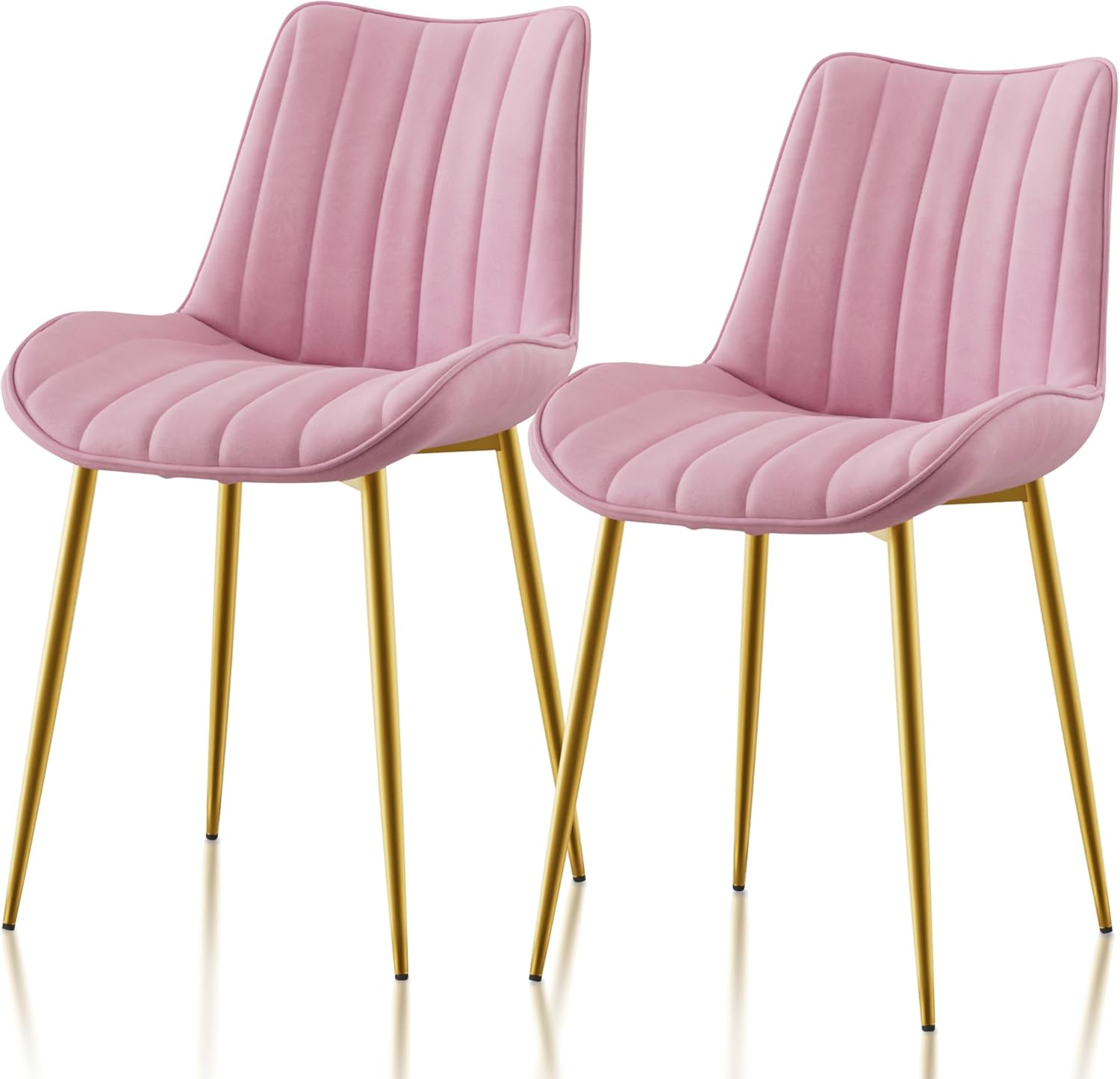 VECELO Dining Chairs Set of 2, Velvet Fabric & Metal Frame