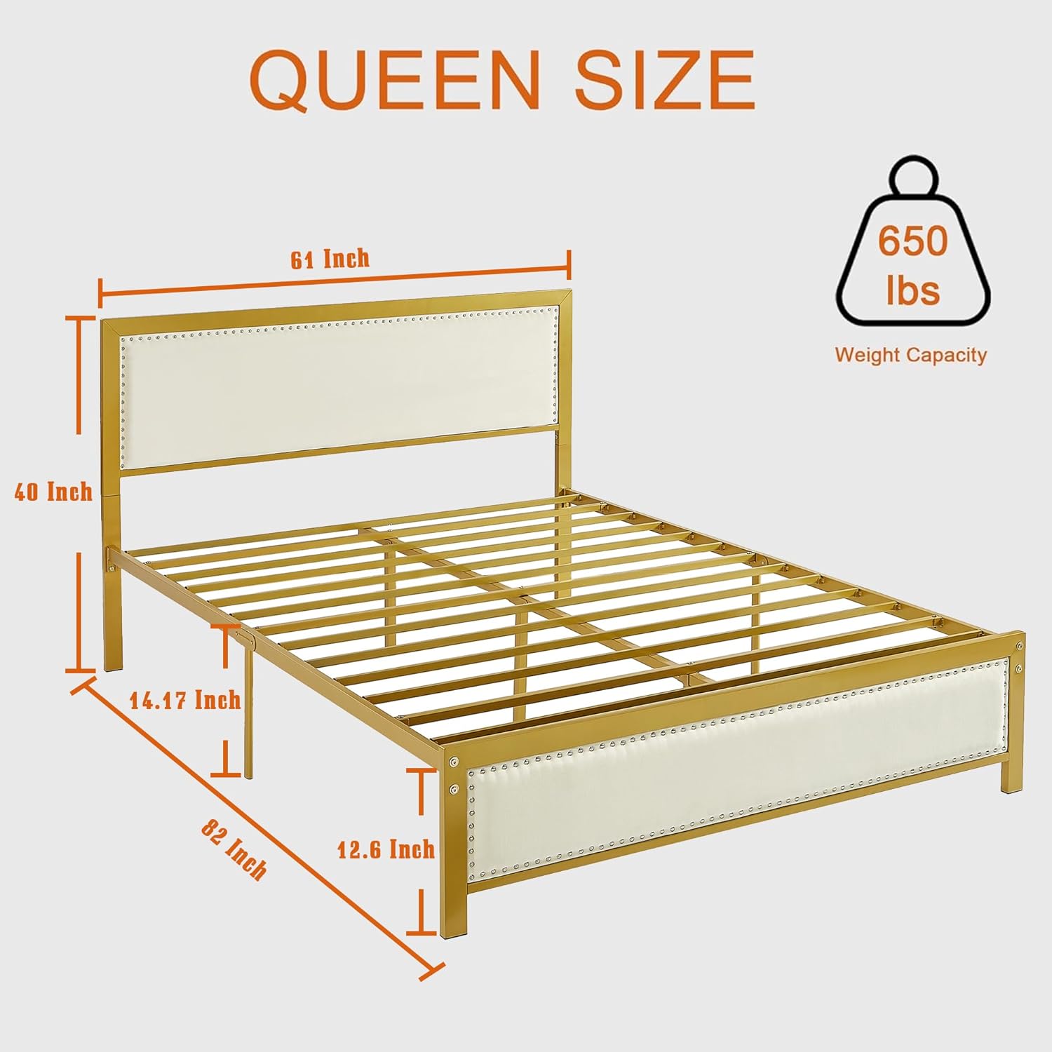 VECELO Bed Frame with Linen Fabric Headboard and Footboard No Box Spring Needed - VECELO