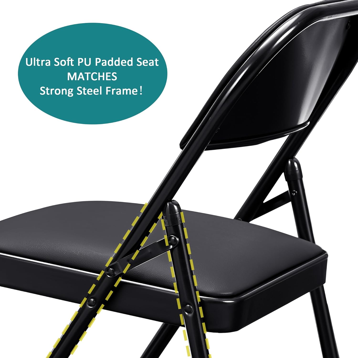 VECELO Portable Folding Card Table Square and Chair Sets with Collapsible Legs & Vinyl Upholstery (5 PCS) - VECELO