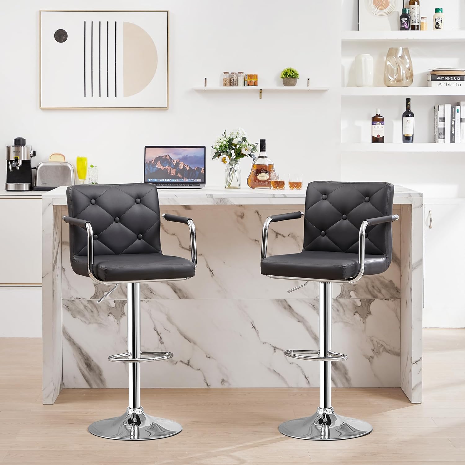 VECELO Adjustable Counter Height Bar Stools Set of 2 - VECELO