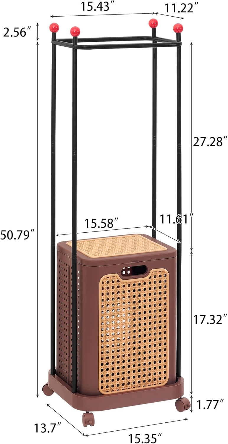 VECELO Laundry Hamper with Clothes Rack