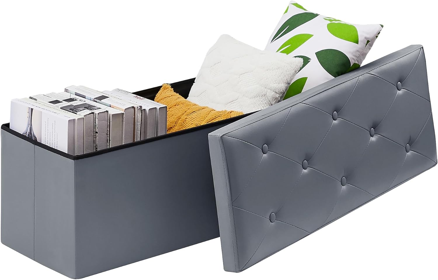 VECELO Storage Ottoman Bench End of Bed 43'' Footstool Footrest Stool Shoestool - VECELO