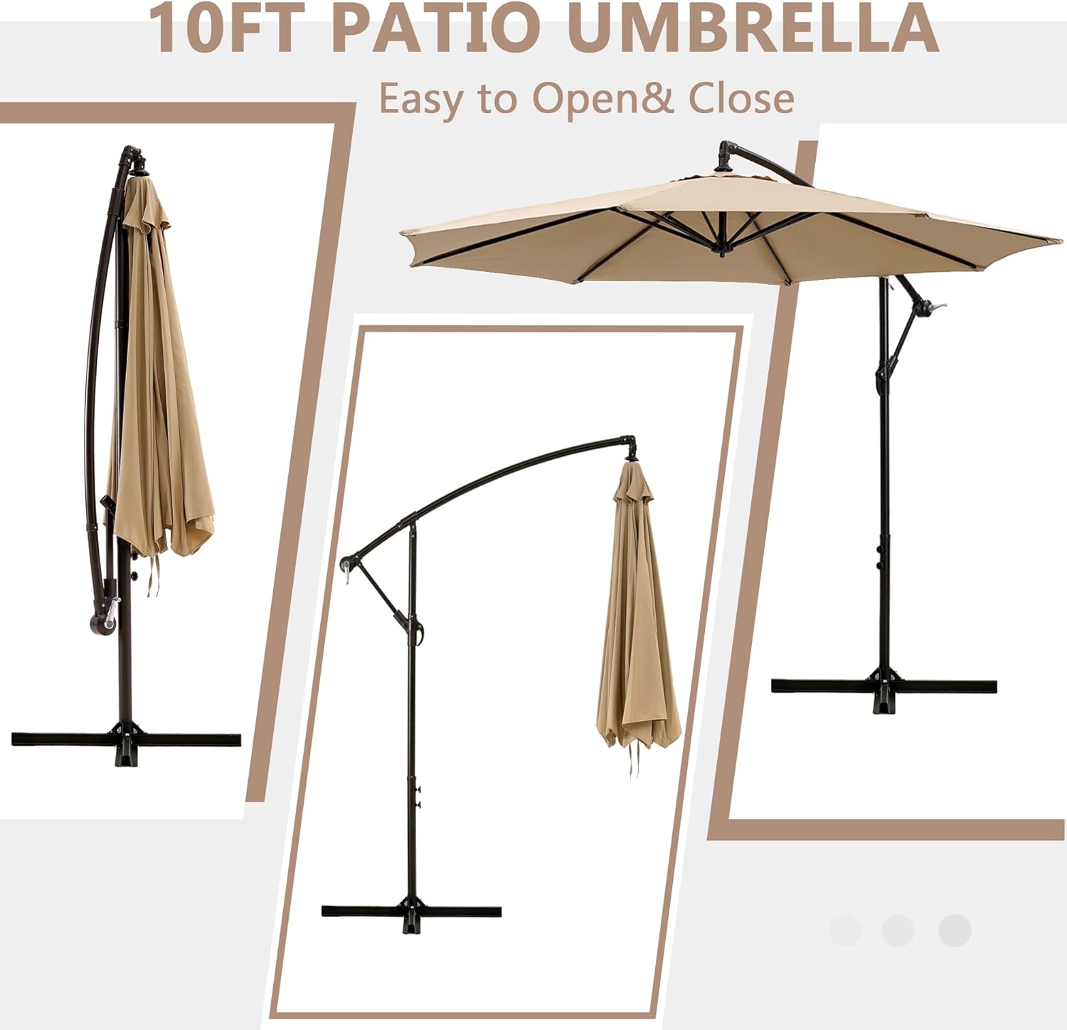 VECELO 10ft Offset Patio Umbrella with UV Protection Waterproof for Outdoor - VECELO
