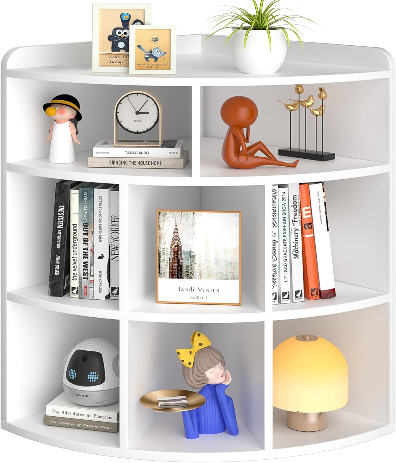 VECELO 3-Tier Corner Cabinet with 8 Cubbies, Wooden Cube Storage Organizer - VECELO