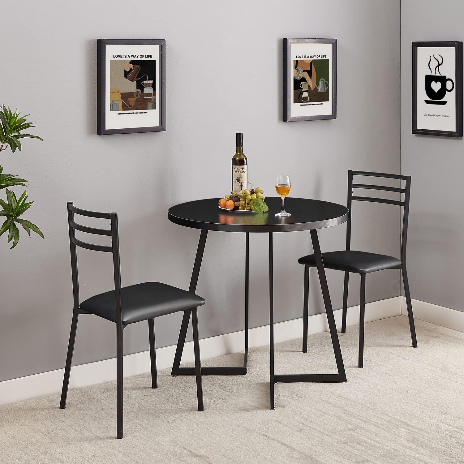 VECELO 3 Piece Kitchen Dining Room Set - VECELO