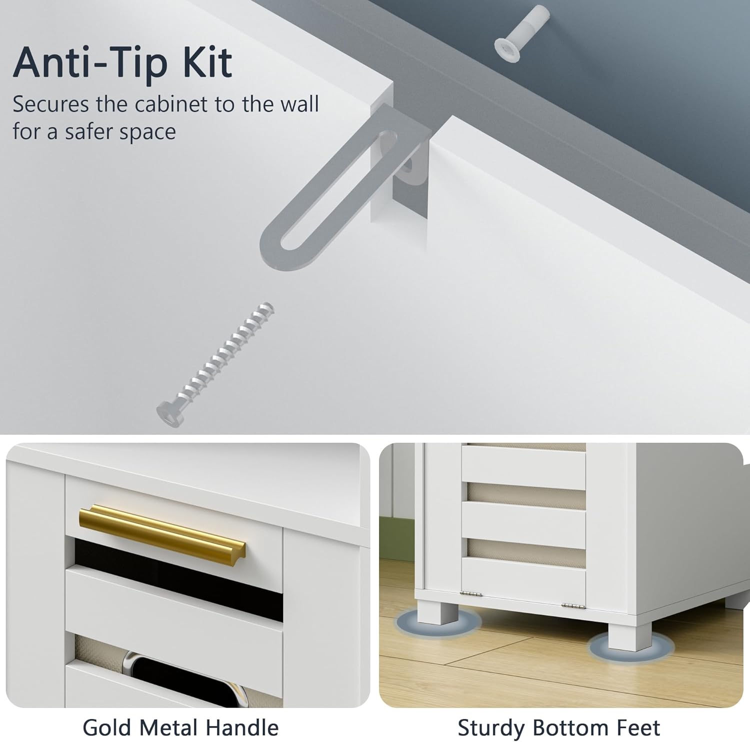 VECELO Tall Bathroom Storage Cabinet with Mirror and Hidden Basket