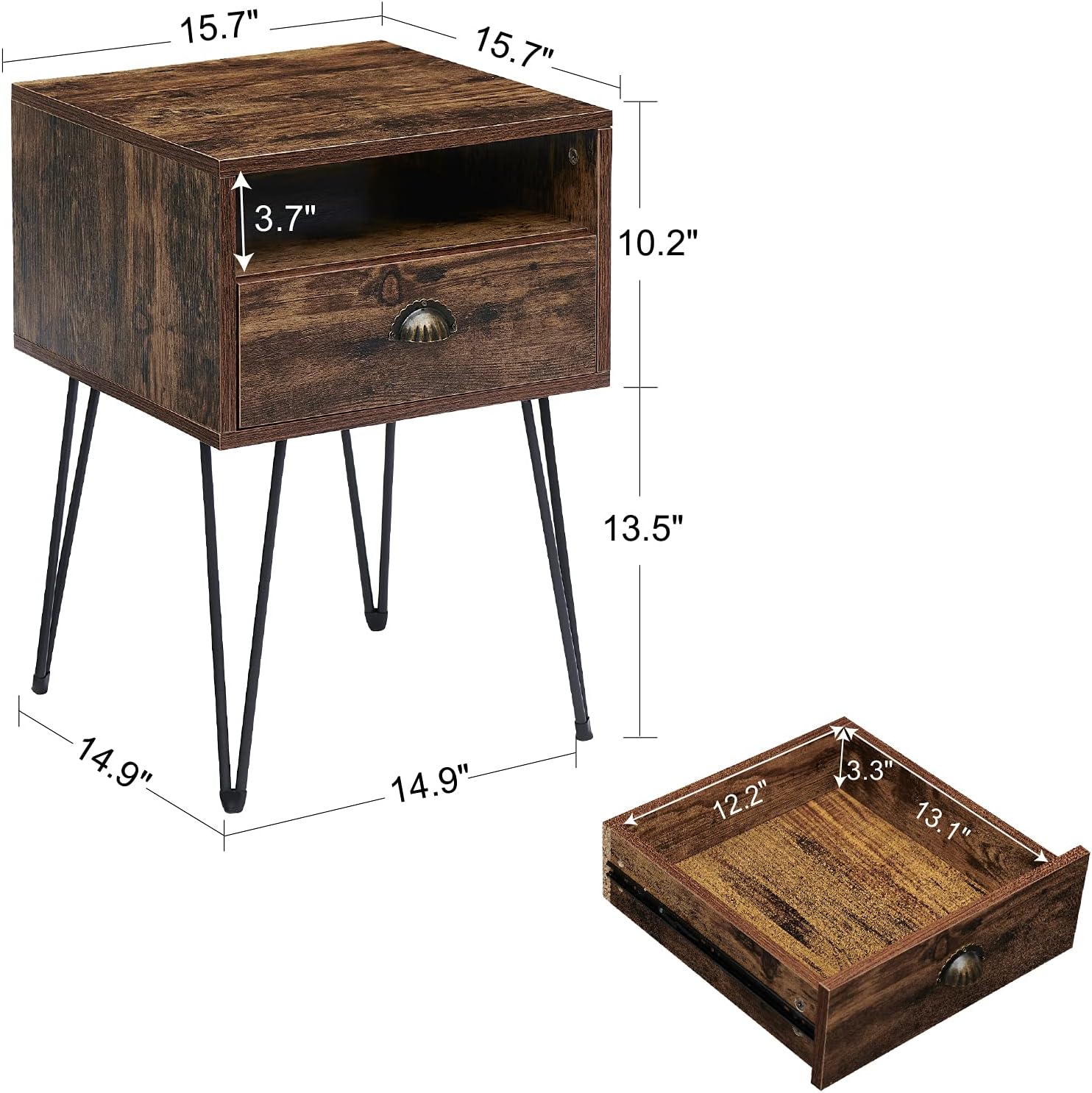 VECELO Set of 2 Nightstand