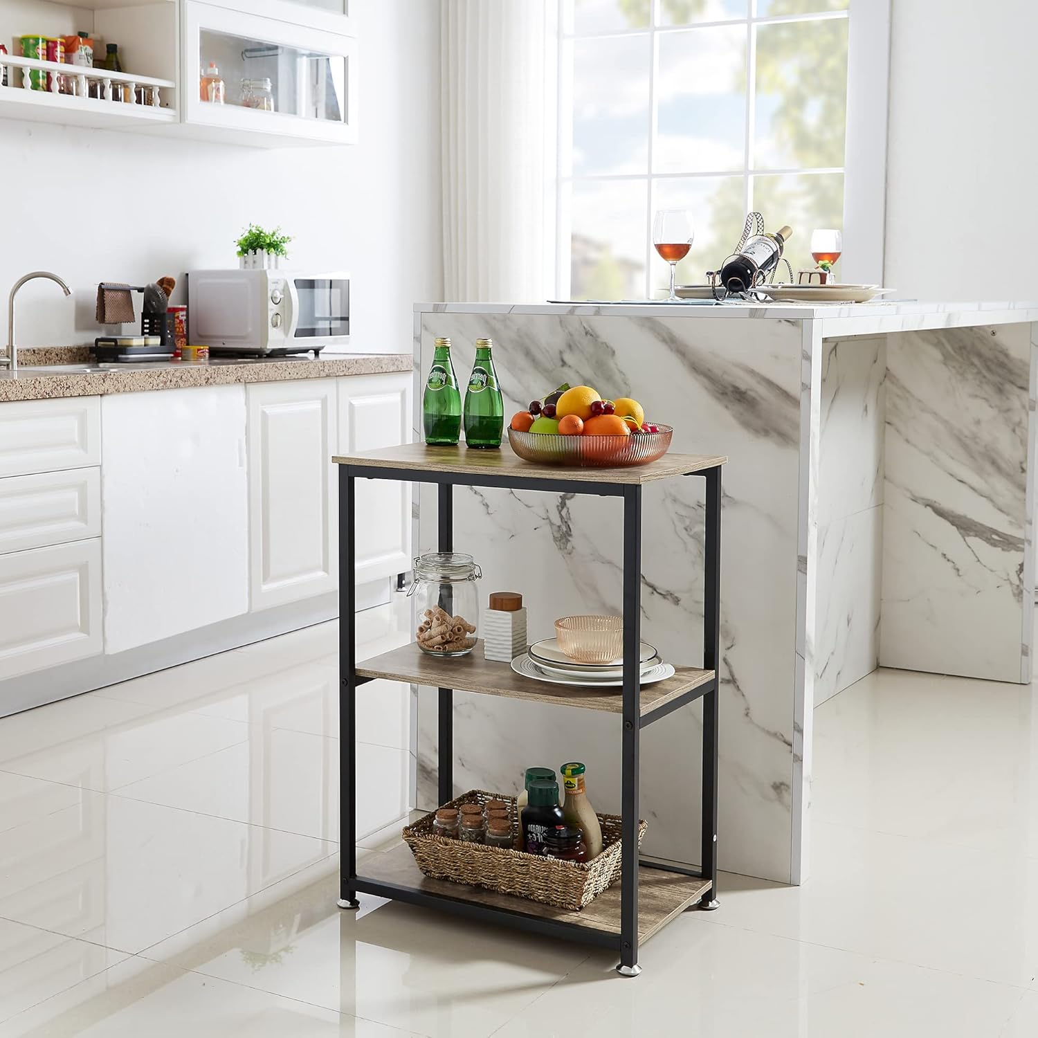 VECELO End Side Table 3-Layer Narrow Night Stand/Entryway/Hallway Console Table for Living Room/Bedroom