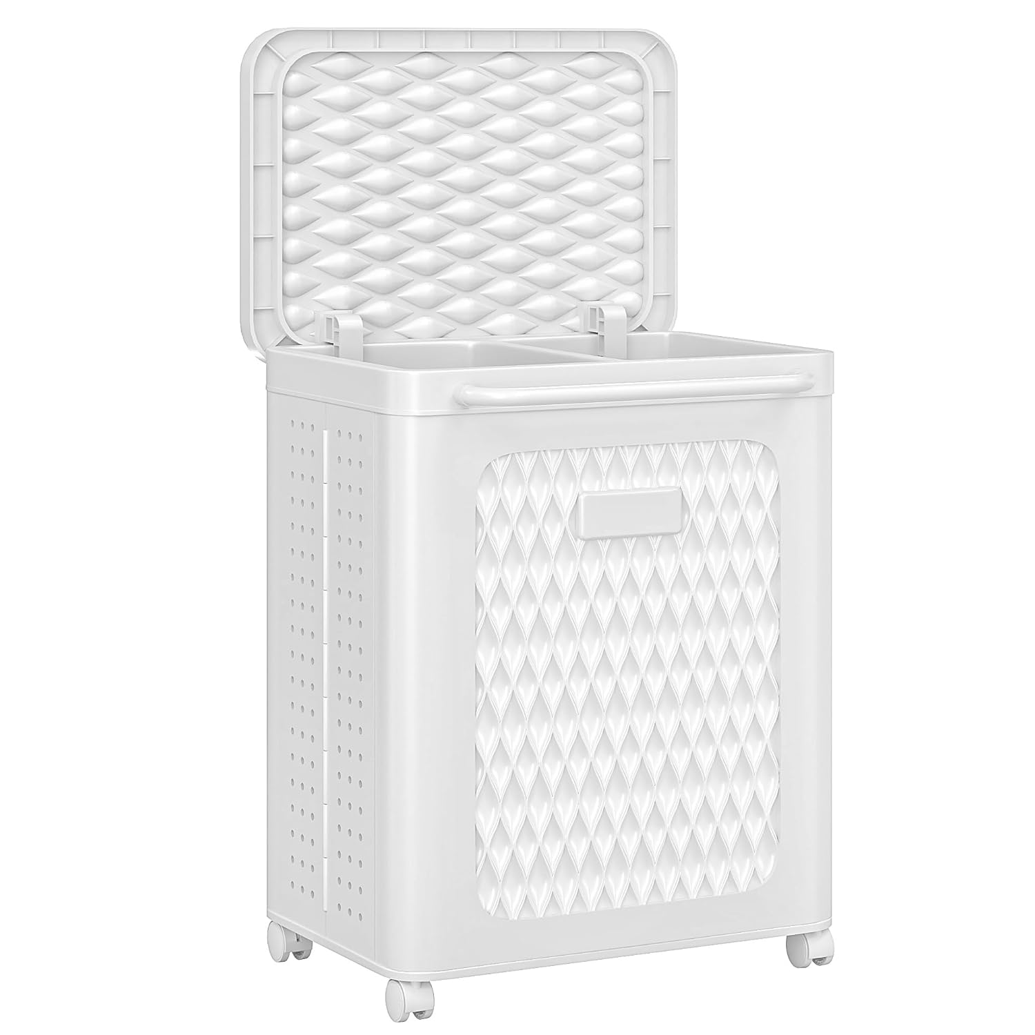 VECELO Rolling Laundry Hamper with Wheels and Lid