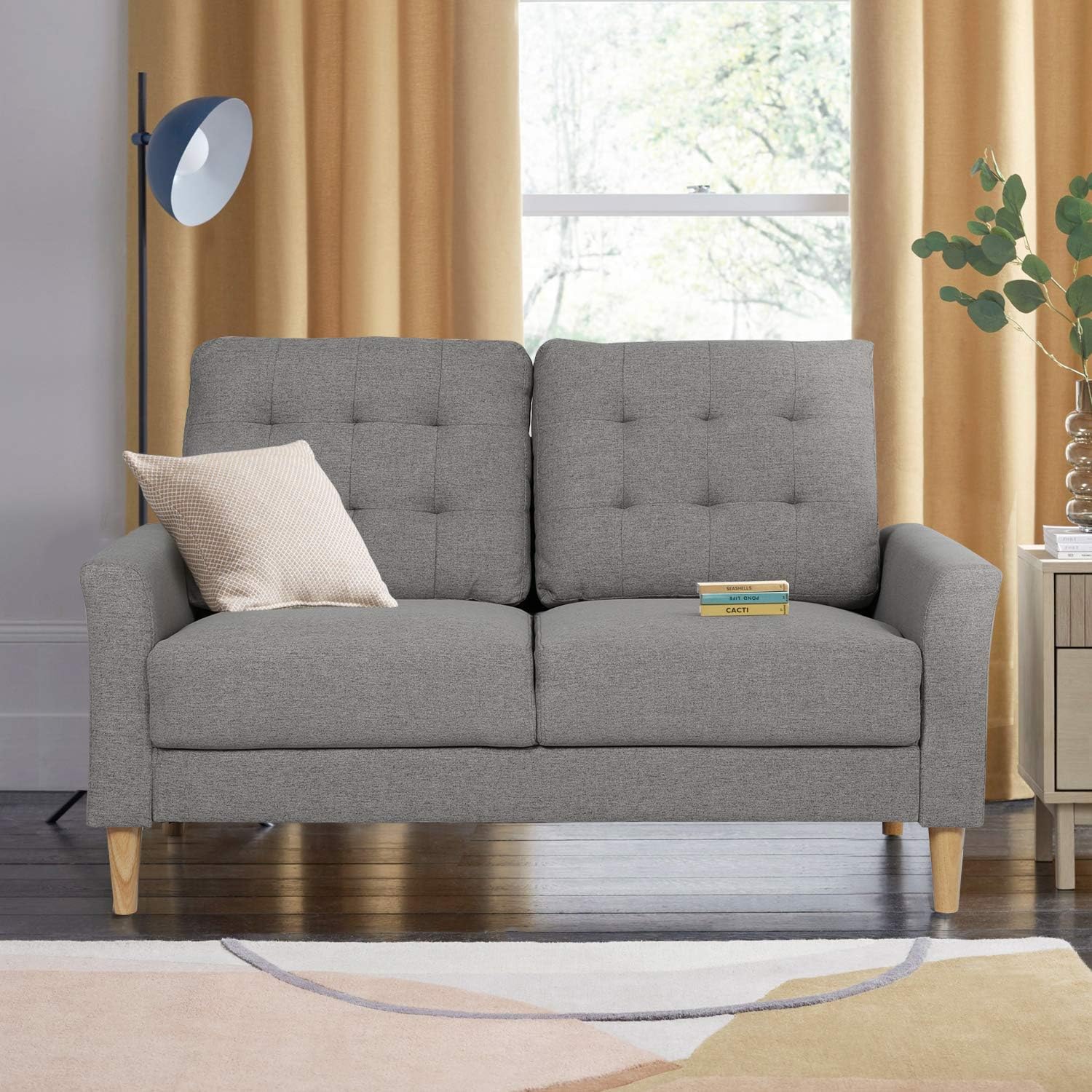 VECELO Modern Tufted Fabric Sofa